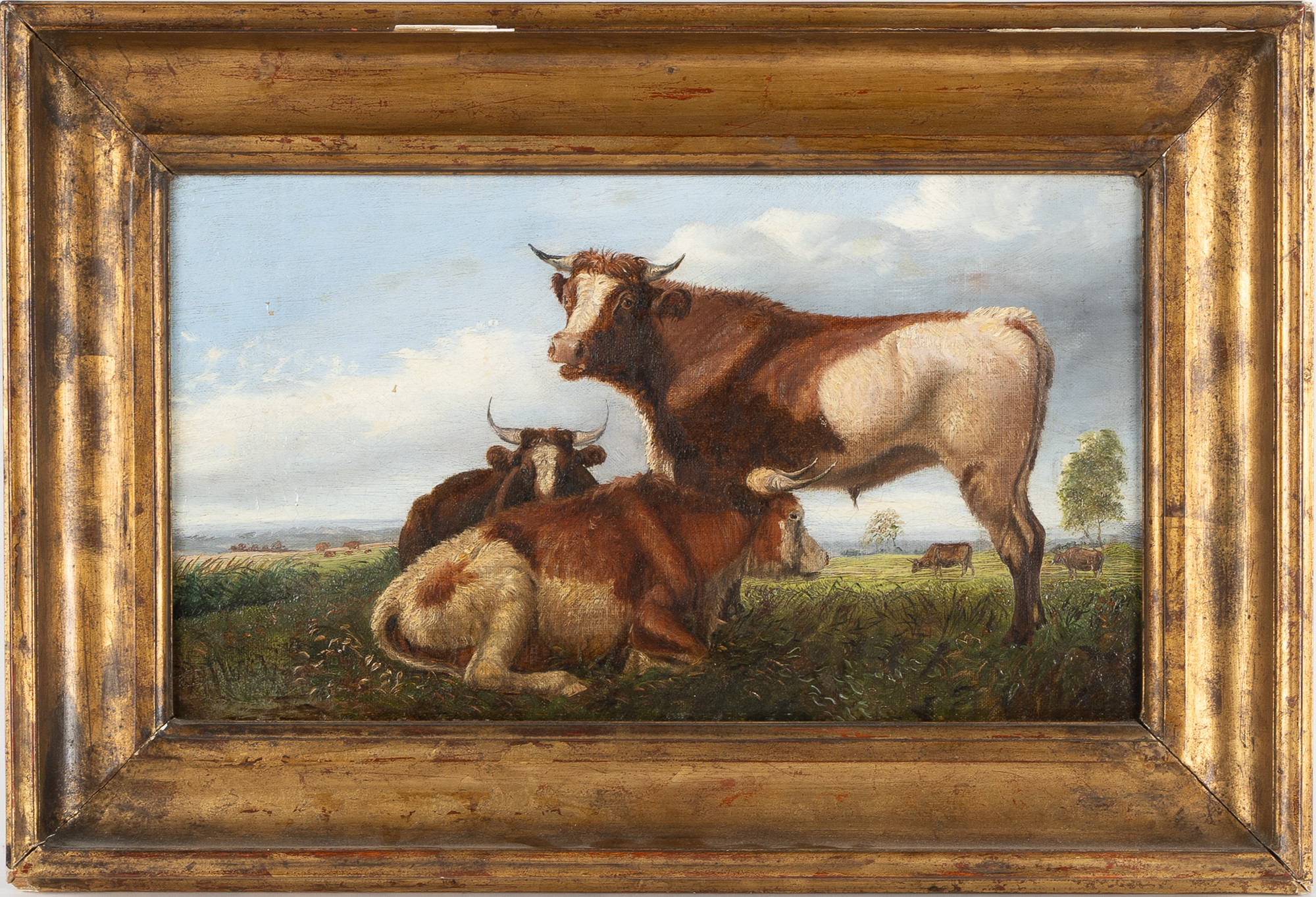 OIDENTIFIERAD KONSTNÄR. Kor i landskap, olja på duk, 17/1800-tal.
