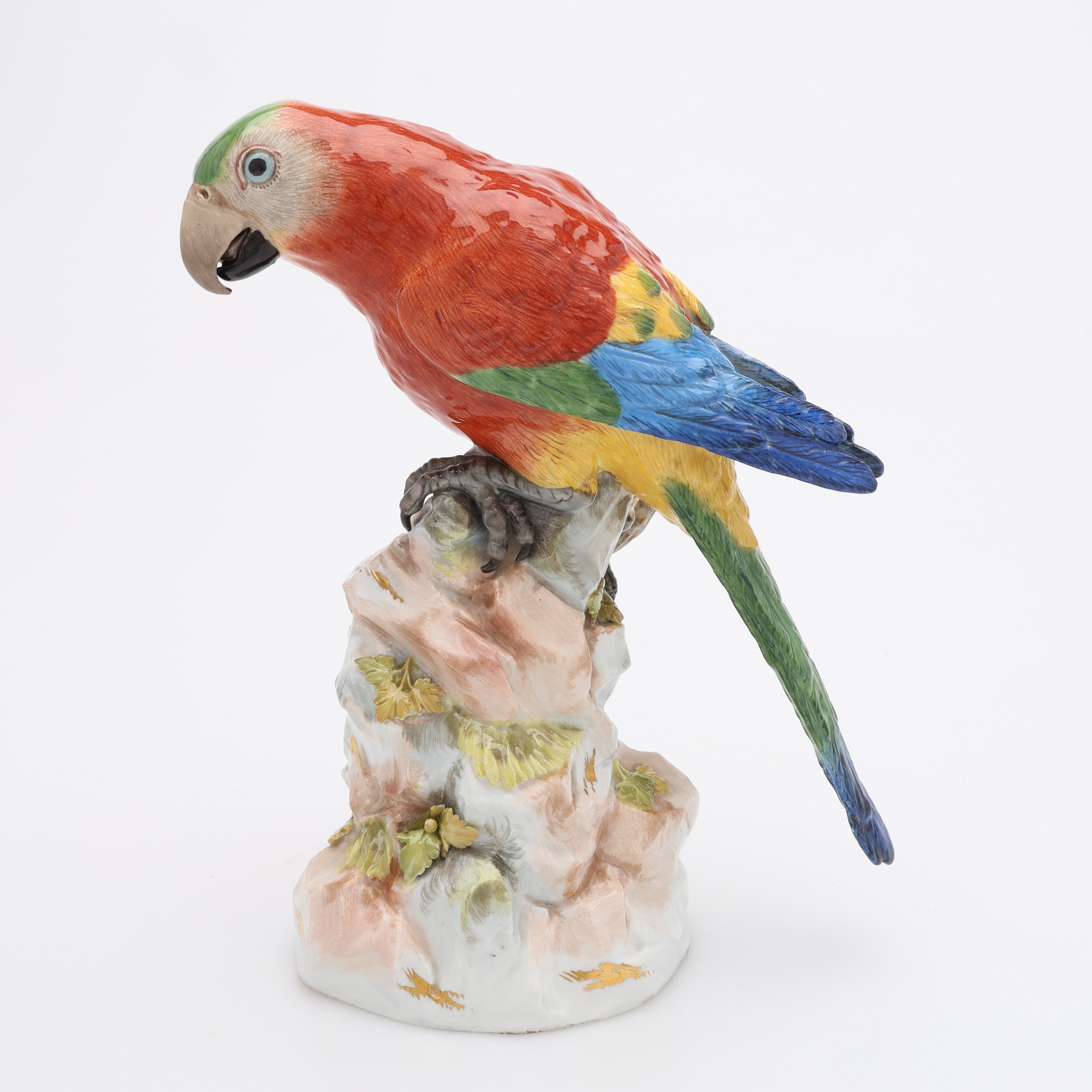 JOHAN JOACHIM KAENDLER. FIGURIN, PORSLIN, PAPEGOJA, MODELL 644A, MEISSEN, SENT 1800-TAL.