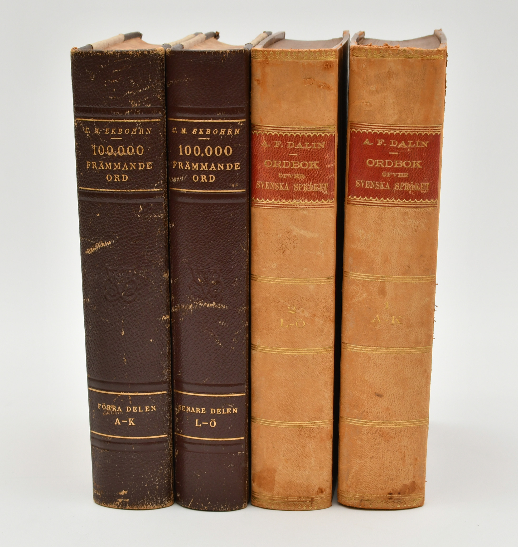 A. F. Dalins / ordbok öfver svenska språket i första upplagan 1850-1855. + Ekbohrn 100.000 främmande ord. 1948. 4 vol.
