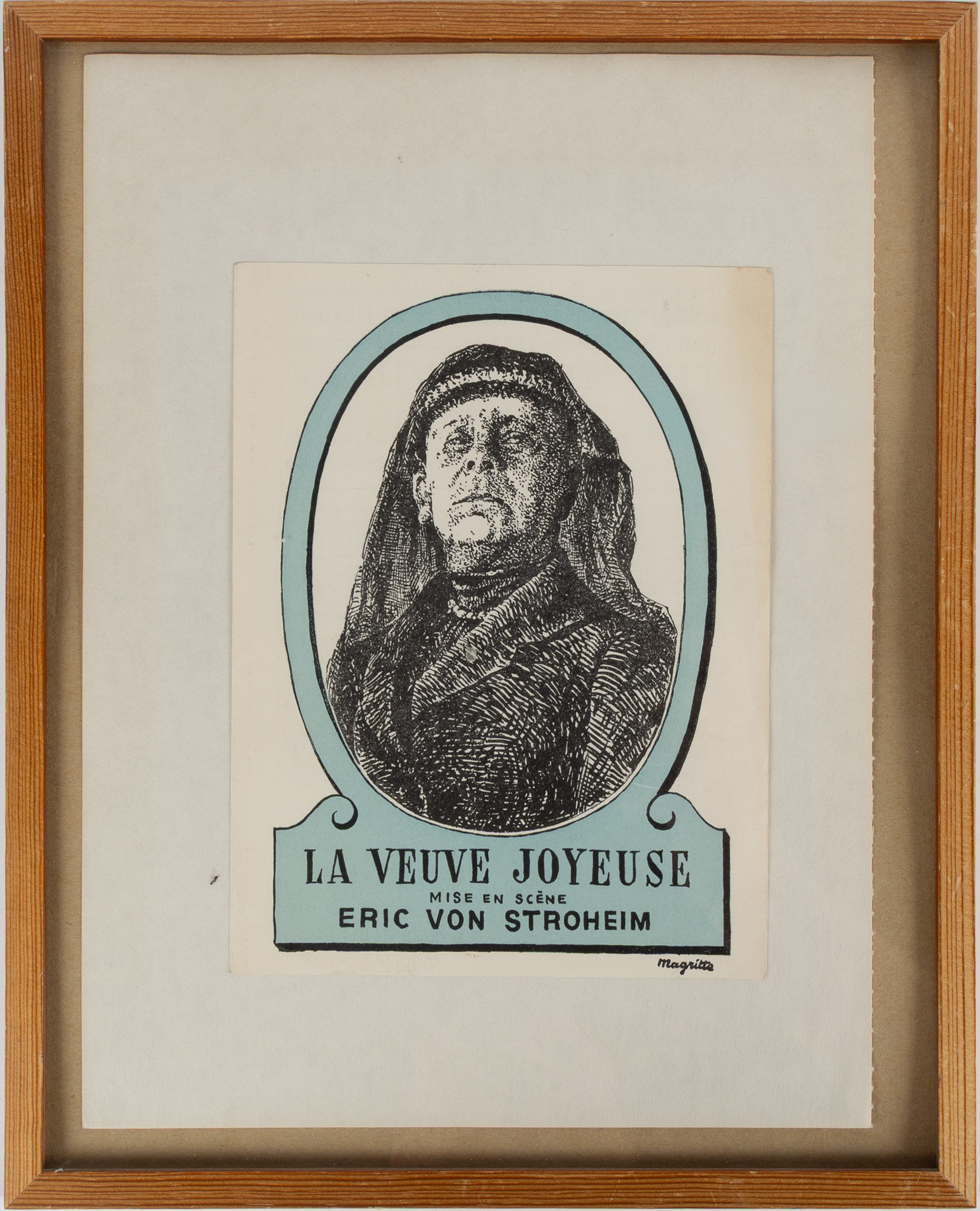 RENÉ MAGRITTE (1898-1967). Grafiskt blad, Illustration till filmen "La Veuve Joyeuse".