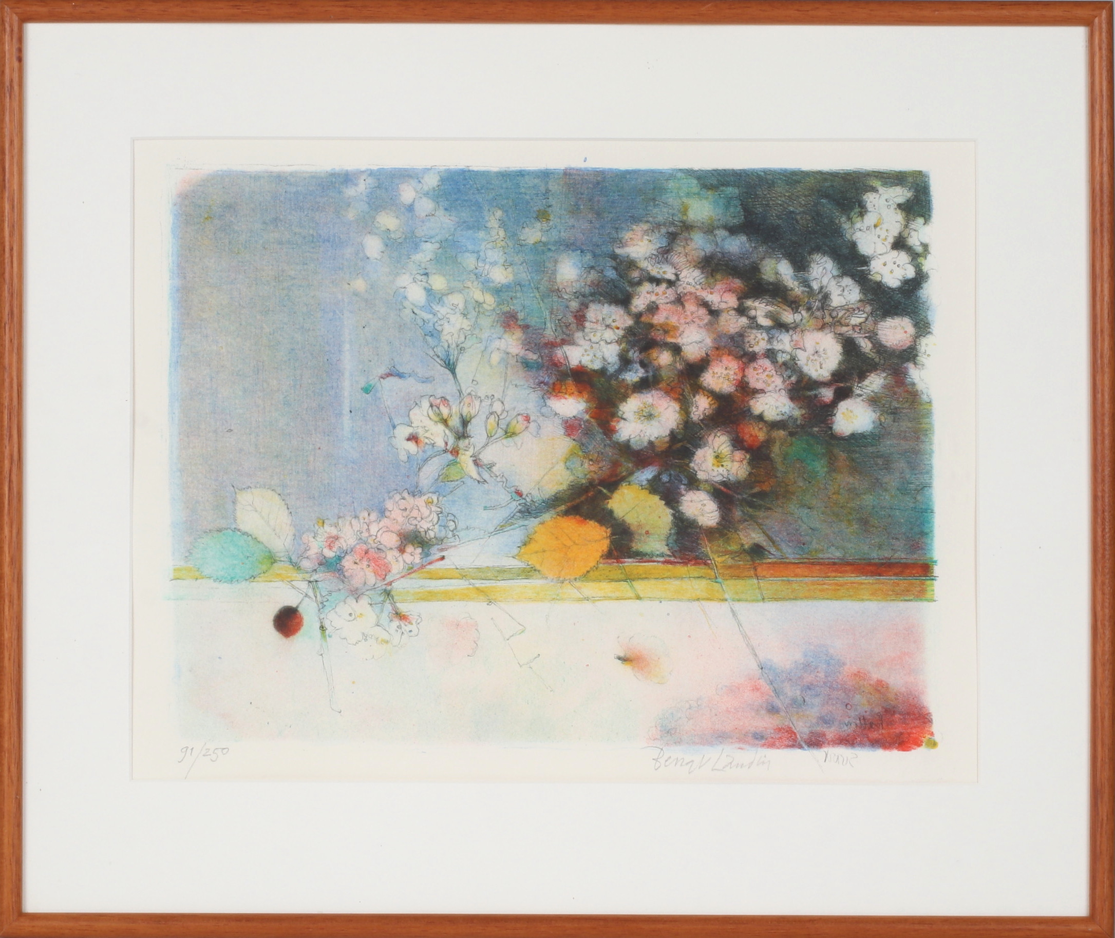 BENGT LANDIN. Blomster, litografi, signerad och numrerad 91/250.