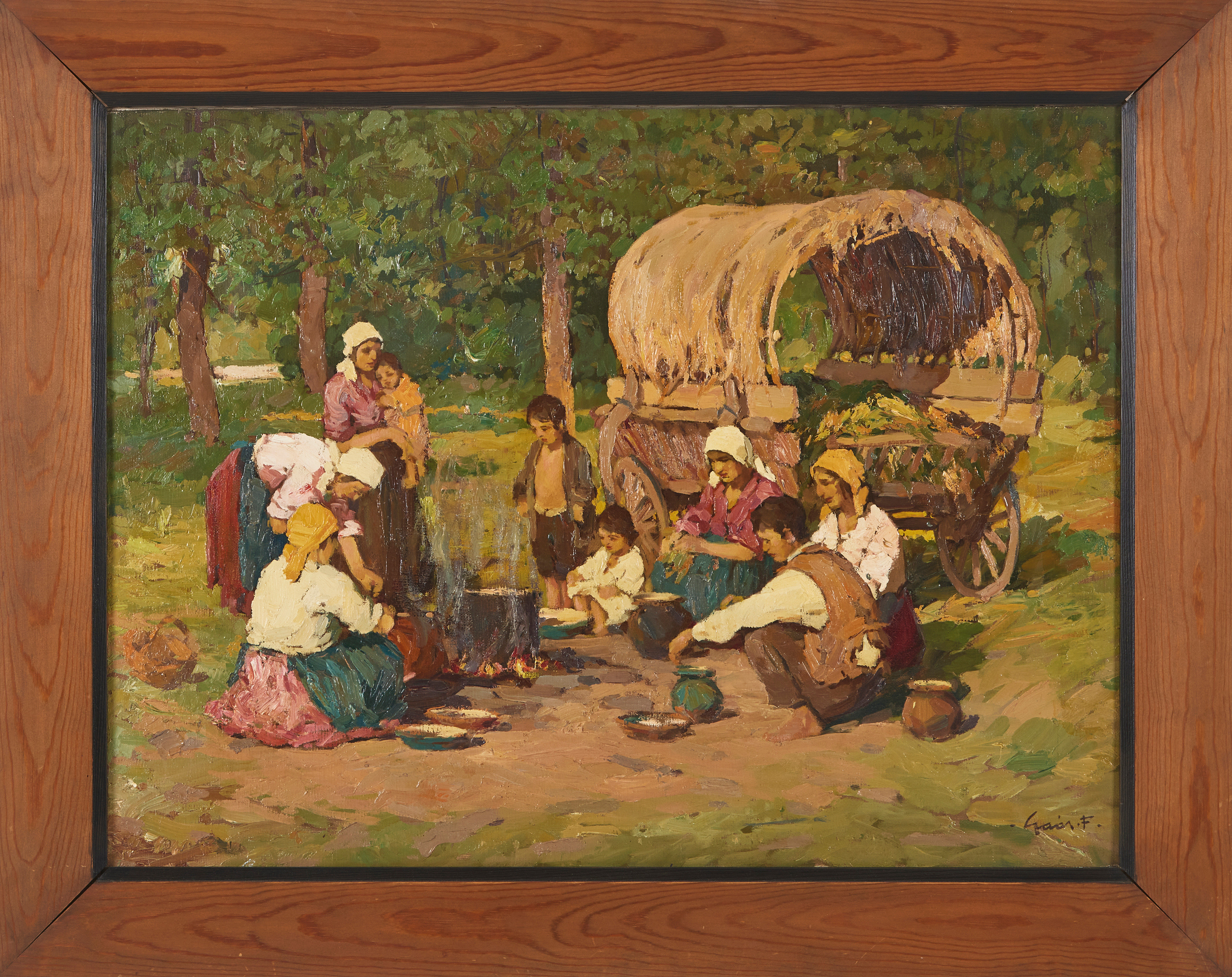 FERENC GAAL (UNGERN/USA, 1891-1956). "Cigányok", olja på duk.