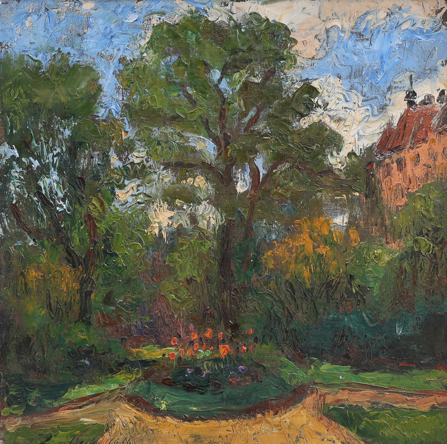 ALBERT LIEDBECK (1881-1955), parklandskap, signerad olja på duk, daterad 1918.