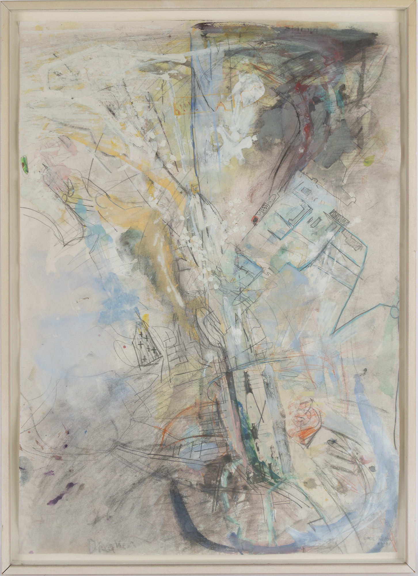 KENT LINDFORS (FÖDD 1938). Komposition, blandteknik på papper.