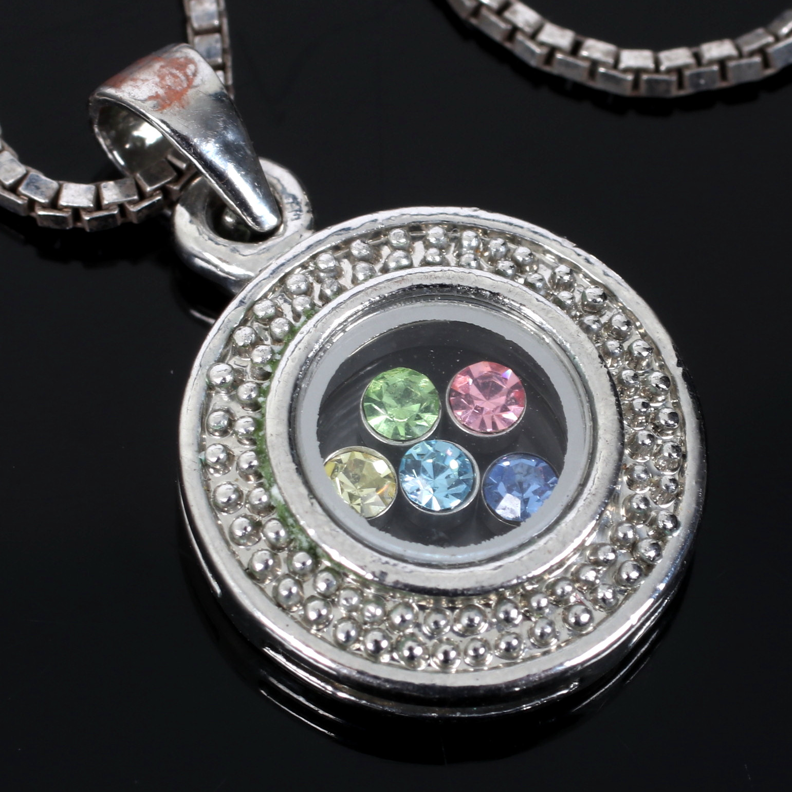 (6A03) HÄNGE och KEDJA, Sterling silver, "Happy Diamonds", 19/2000-tal.
