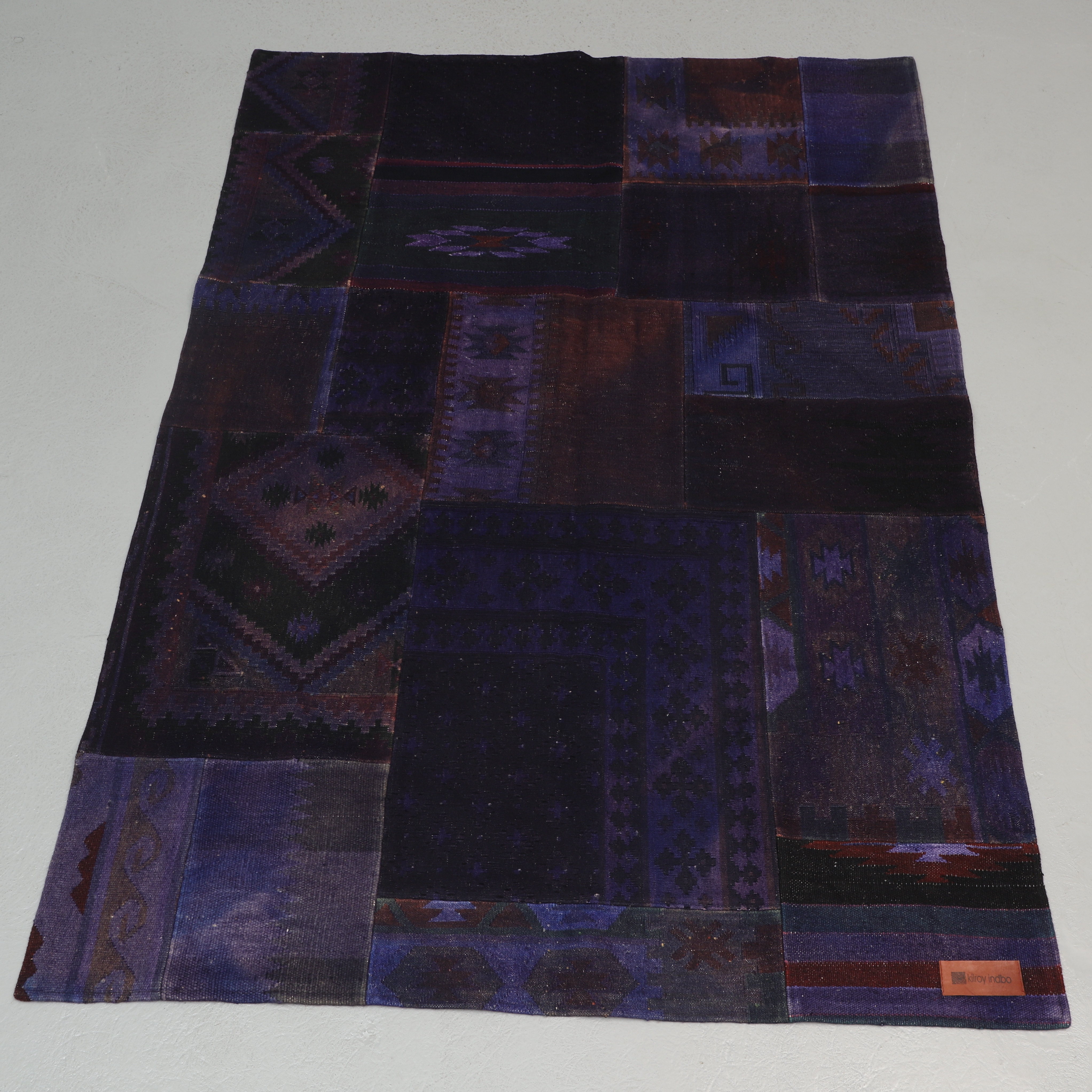 MATTA, handknuten, ull, patchwork, Indien, 170x240 cm.