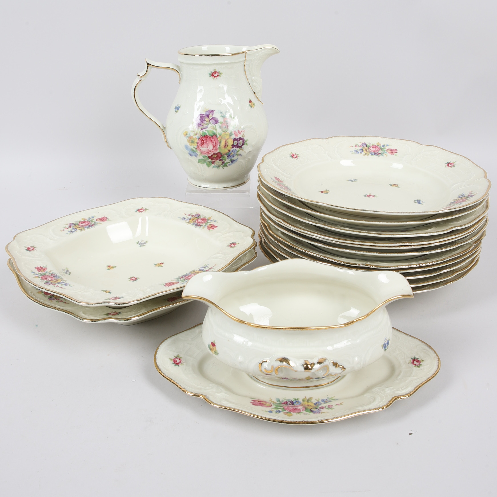 SERVISDELAR, 15 st, "Sanssouci", porslin, Rosenthal.