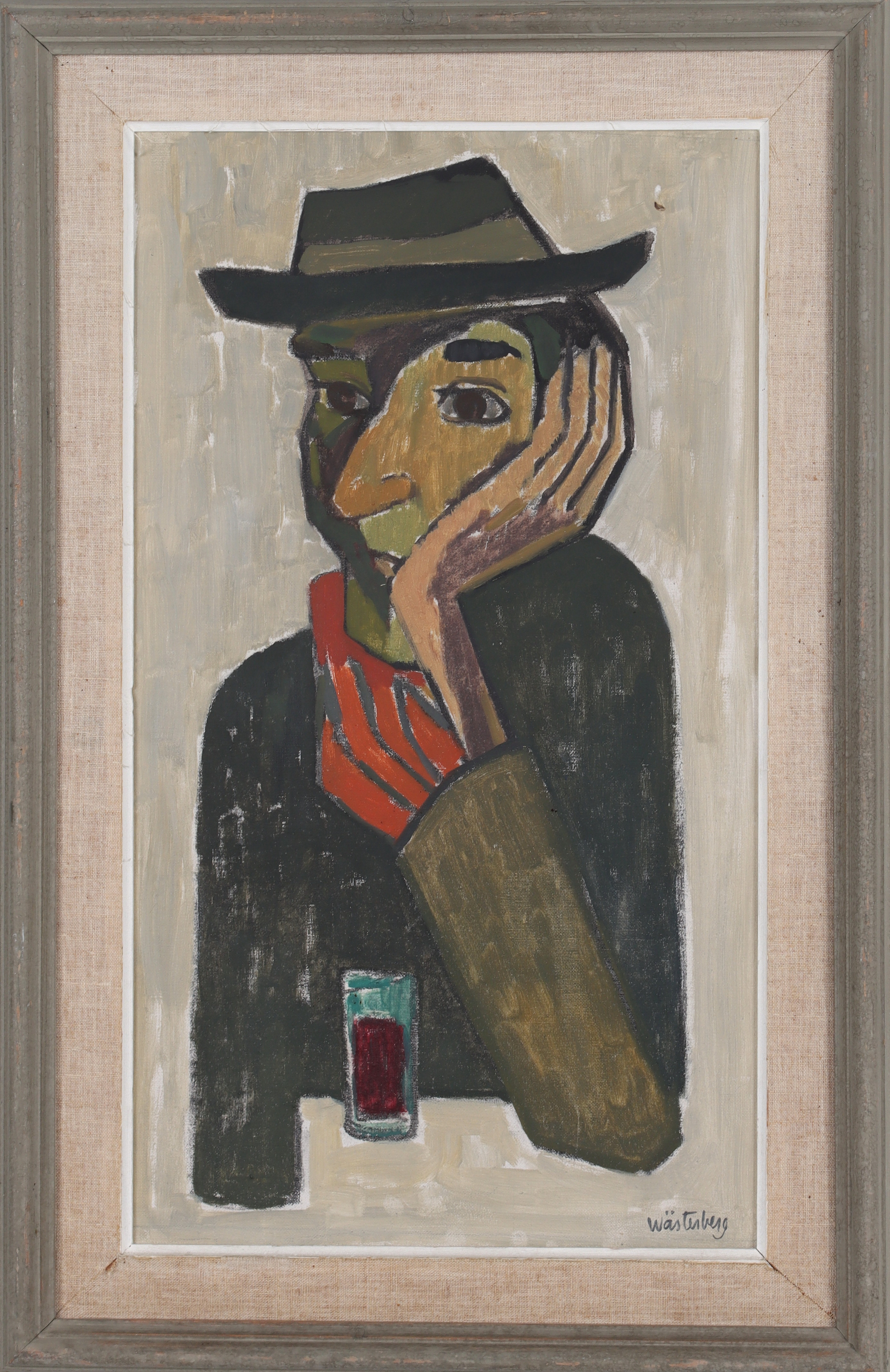 SVEN-ERIK WÄSERBERG. "Vindrickaren", olja på duk, signerad.
