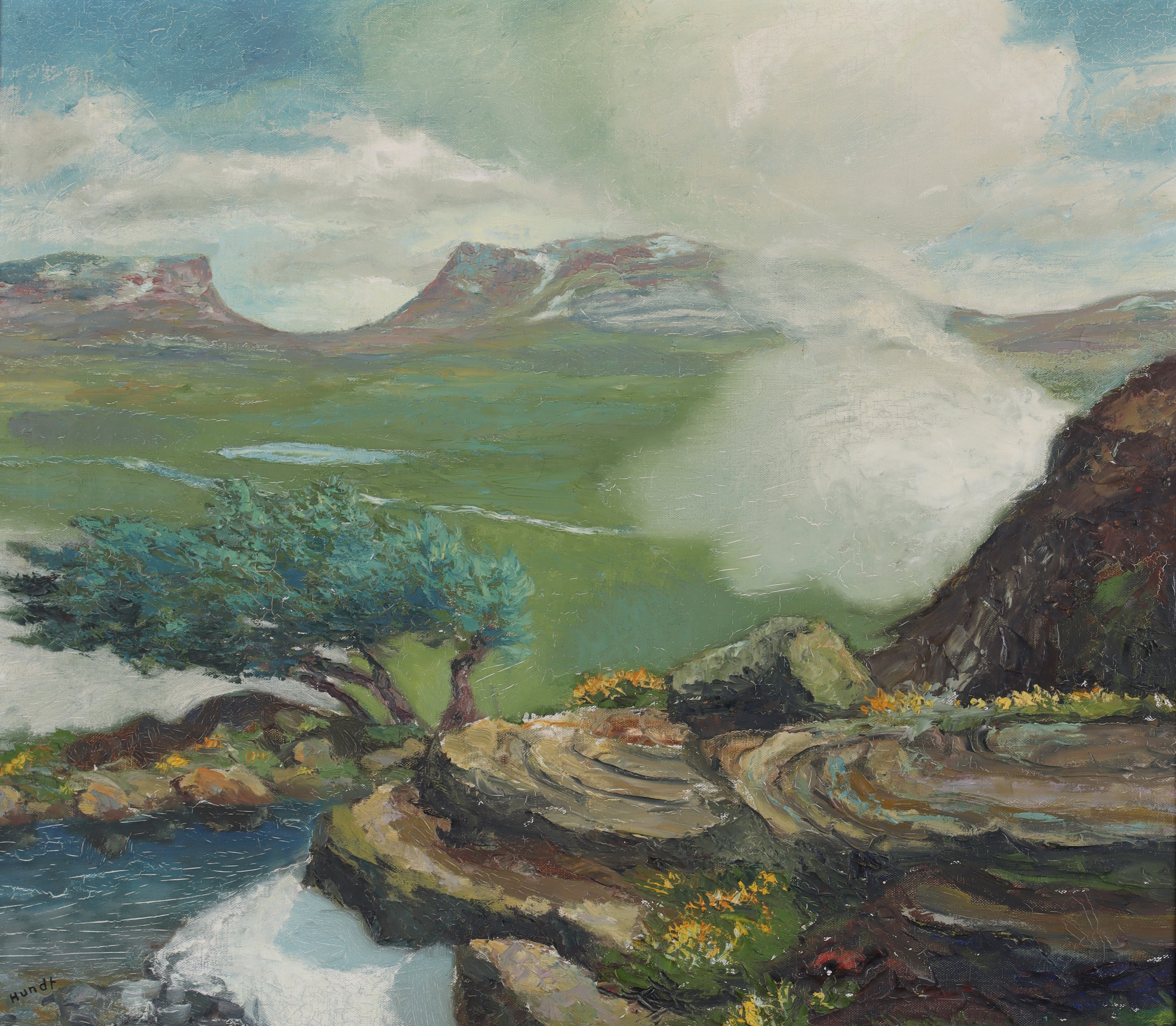 WILHELM HUNDT. Lapporten/Tjuonavagge, olja på duk, signerad.