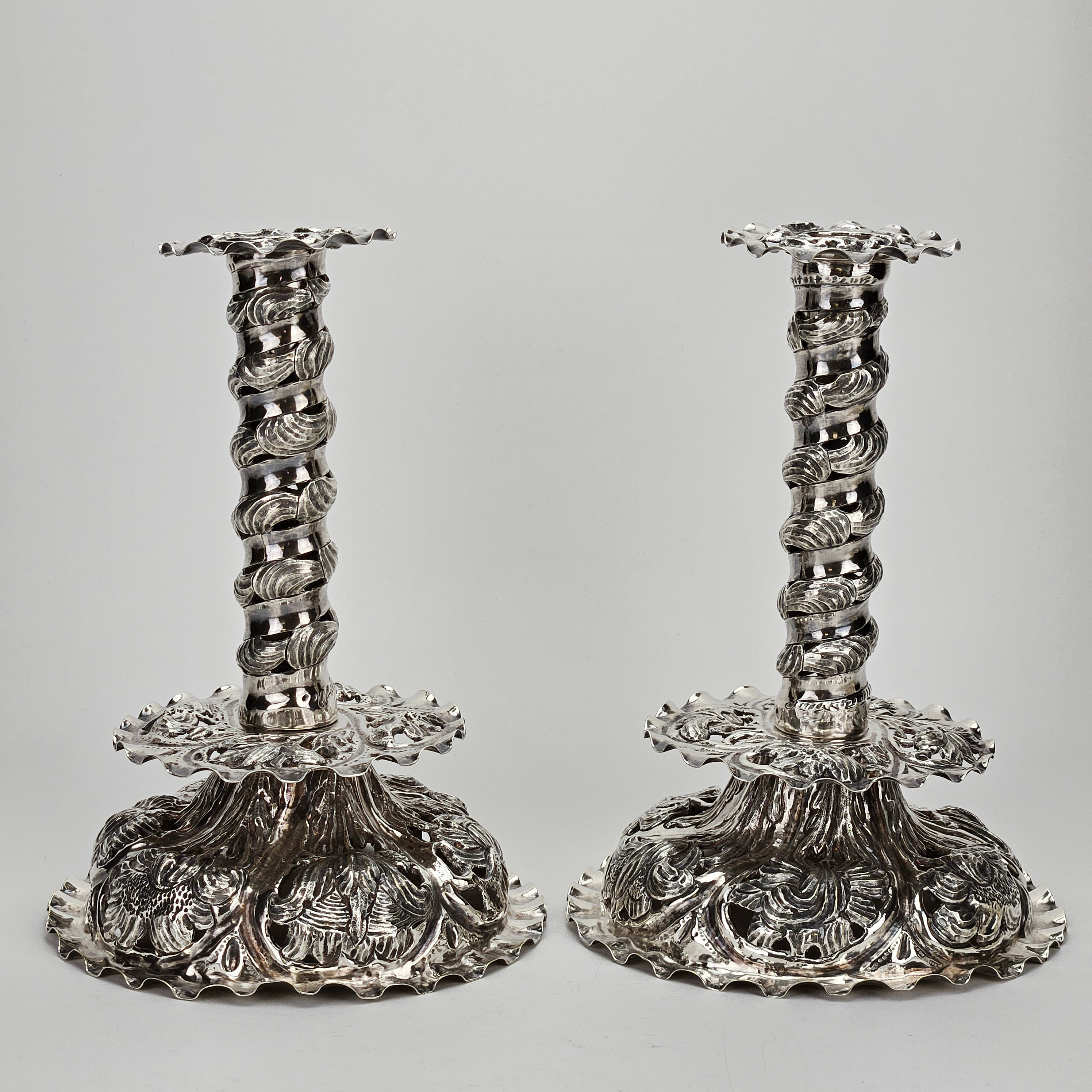 LJUSSTAKAR, ett par, nysilver, barockstil, Florin & Johansson, 1800/1900-tal.