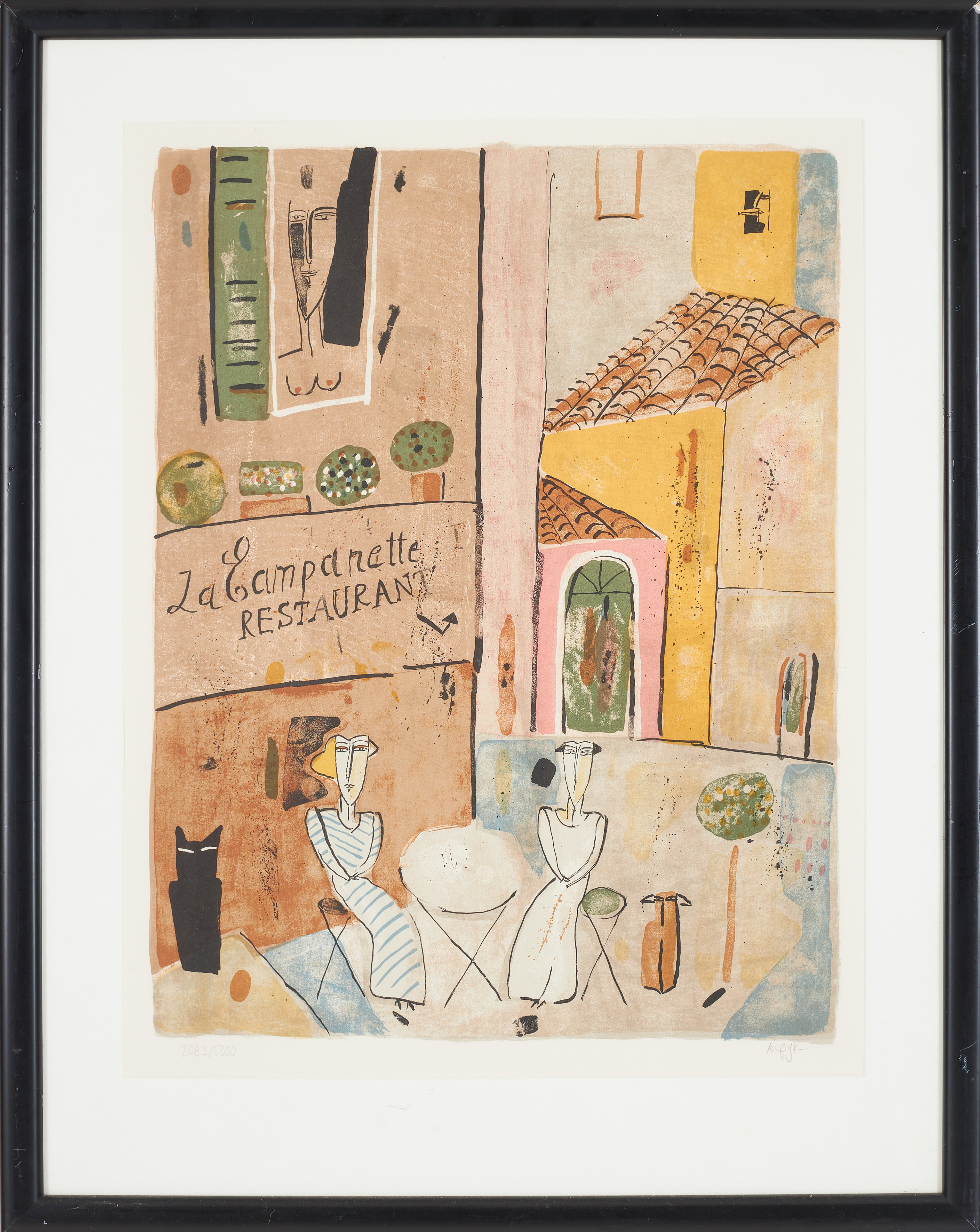 MADELEINE PYK. Gatumotiv, ur mappen bilder från Provence färglitografi, signerad och numrerad 2083/5000.
