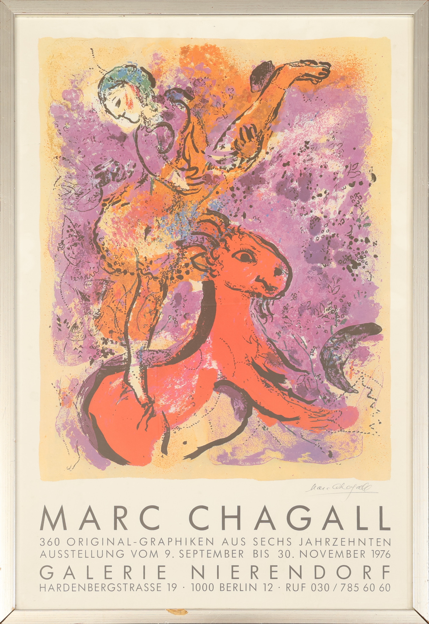 MARC CHAGALL. EFTER. Utställningsaffisch, Galleri Nierendorf.