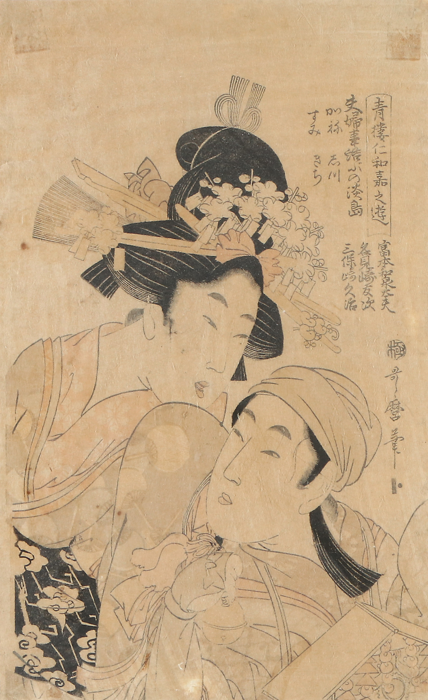 KITAGAWA UTAMARO. Träsnitt. Kaboukiskådespelare.