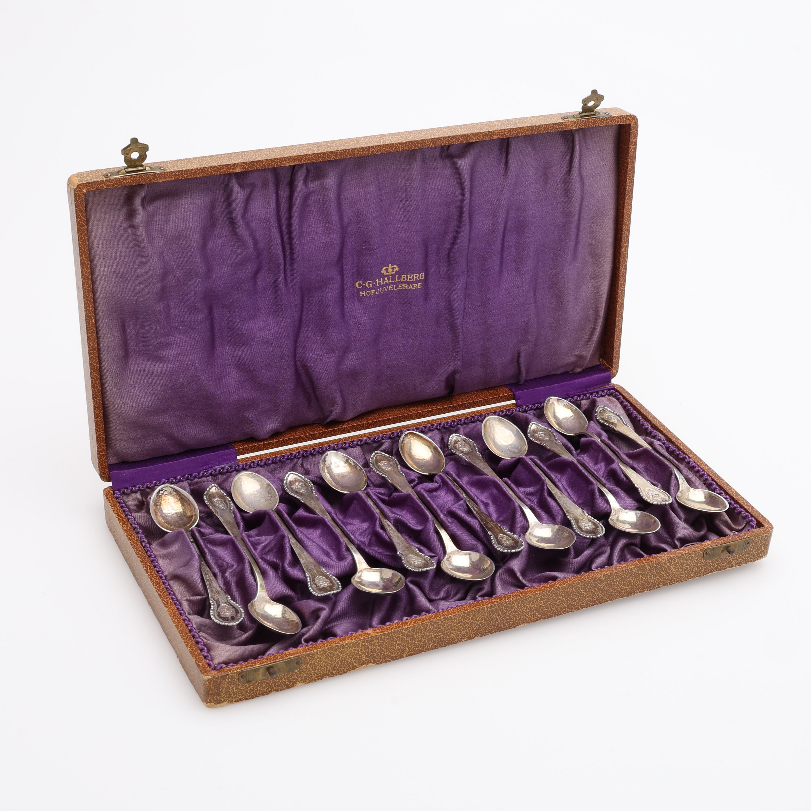 MOCKASKEDAR, 12 ST, SILVER, bär svenska importstämplar, totalt 84 g.