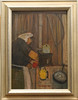 ÅKE WALDEMAR LARSSON. Olja på pannå, "kaffet ska lagas", Banérskajen, signerad, daterad 1980.