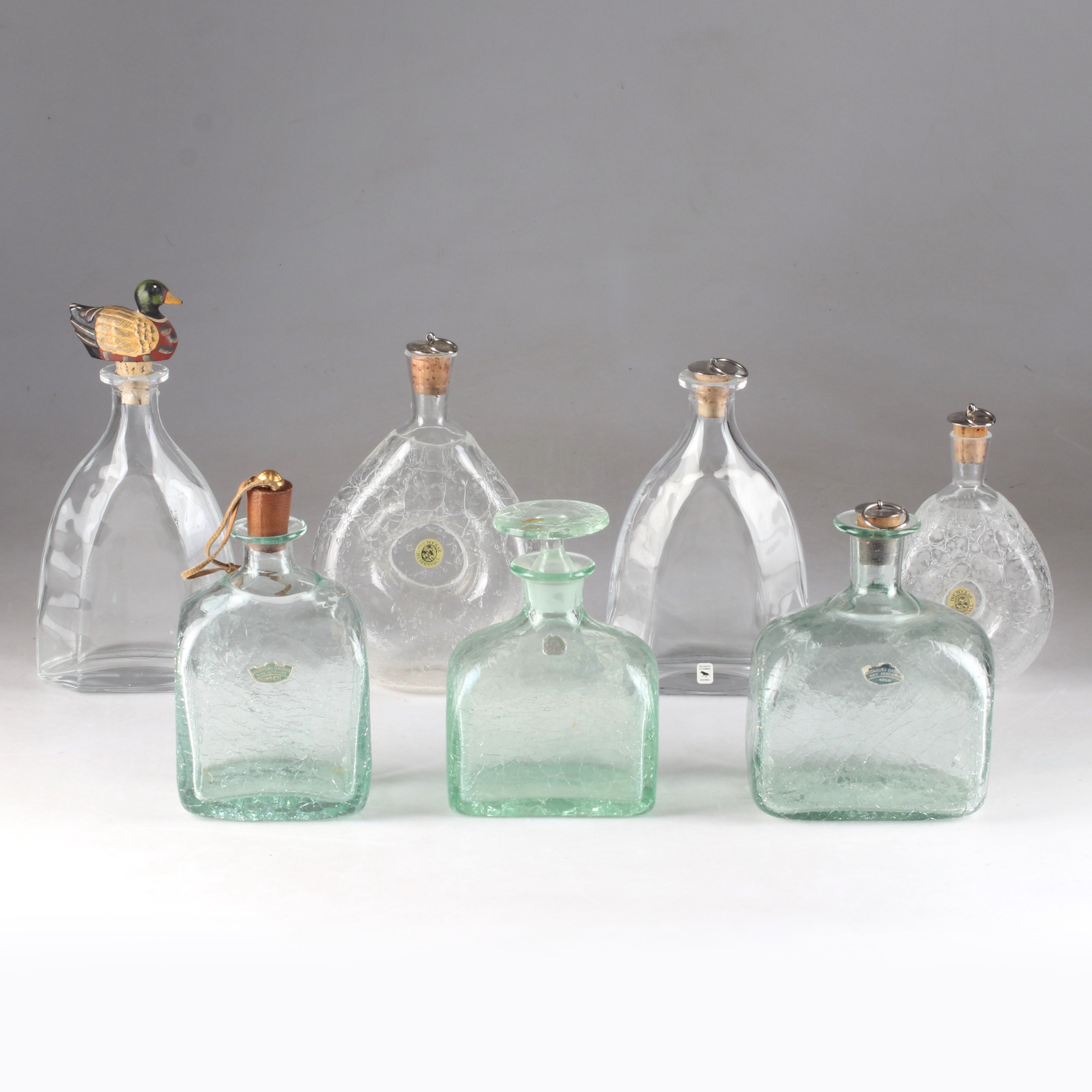 PLUNTOR, 7 st, glas, Skansen, Tre Bockar, Älghults Glasbruk. 1900-tal.
