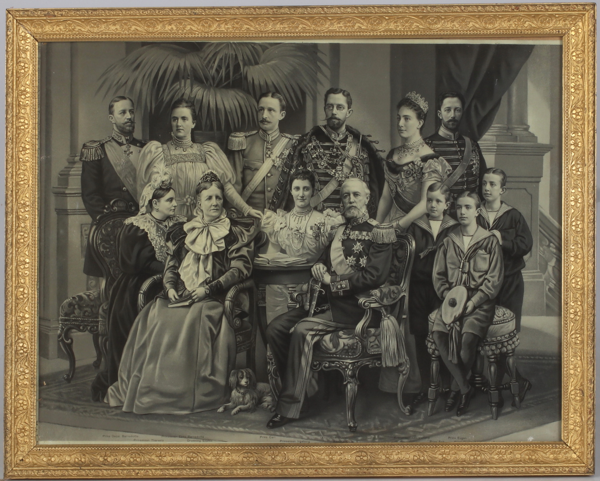 KUNG OSCAR II med FAMILJ , oljetryck, tidigt 1900-tal.