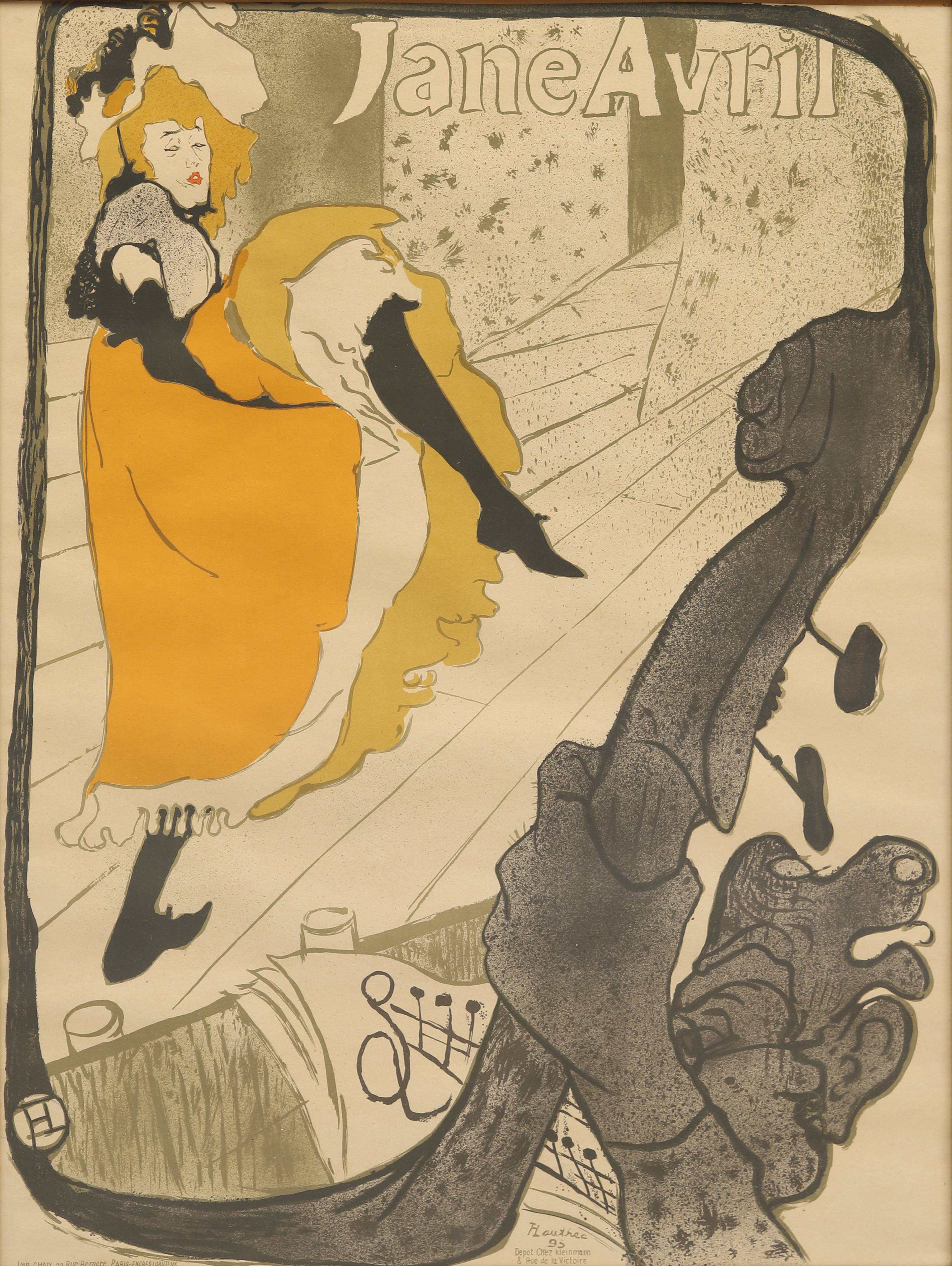 HENRI DE TOULOUSE-LAUTREC. EFTER. "Jane Avril", litografisk affisch, 1900-talets mitt.