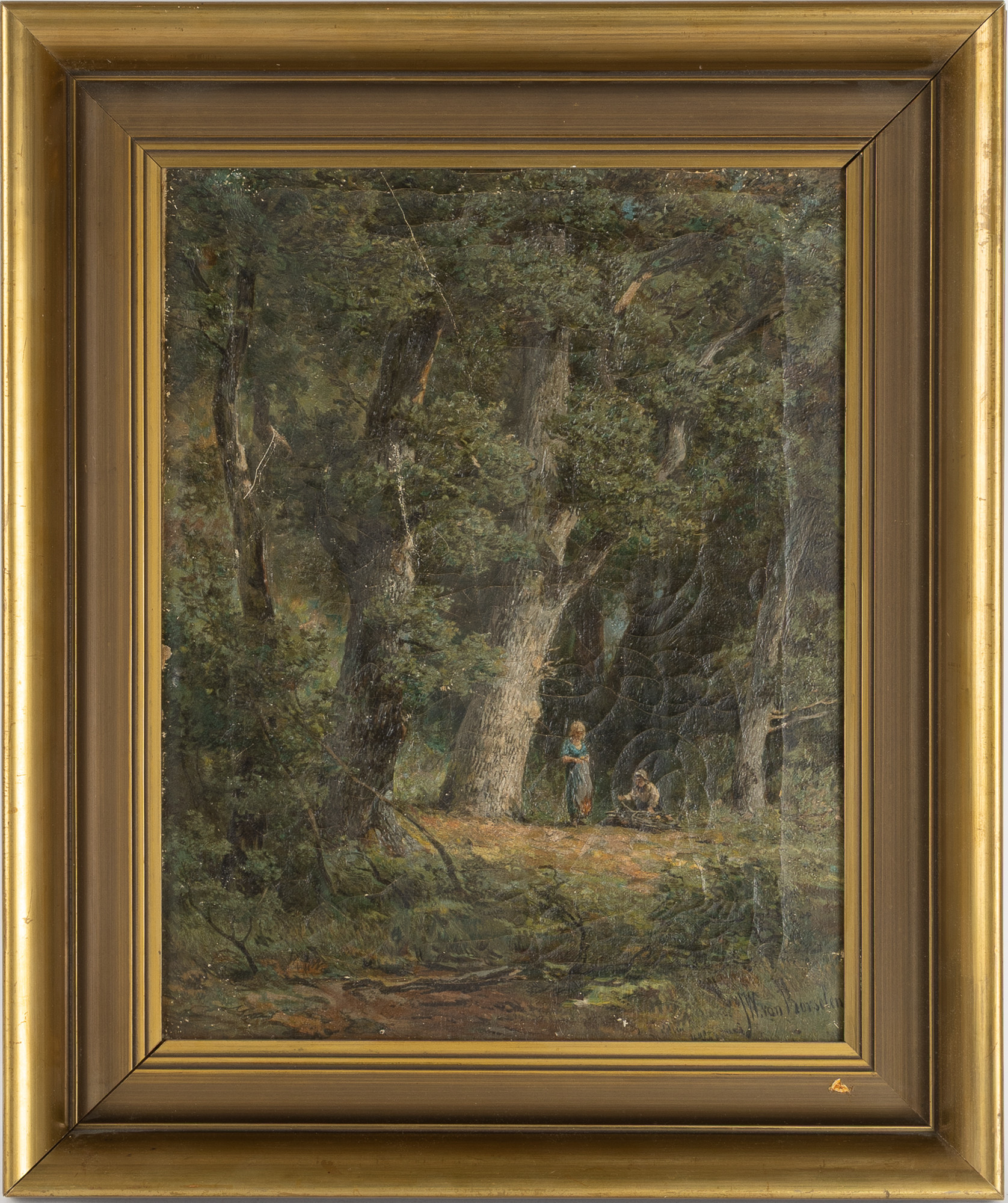 JAN WILLEM VAN BORSELEN (NEDERLÄNDERNA 1825-1892). Skogsmotiv, olja på duk, signerad, 1800-tal.