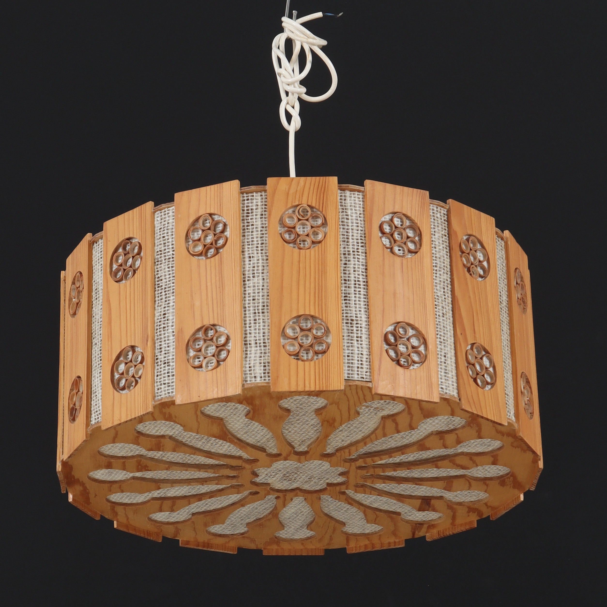 TAKLAMPA, furu, textil, 1970-tal.