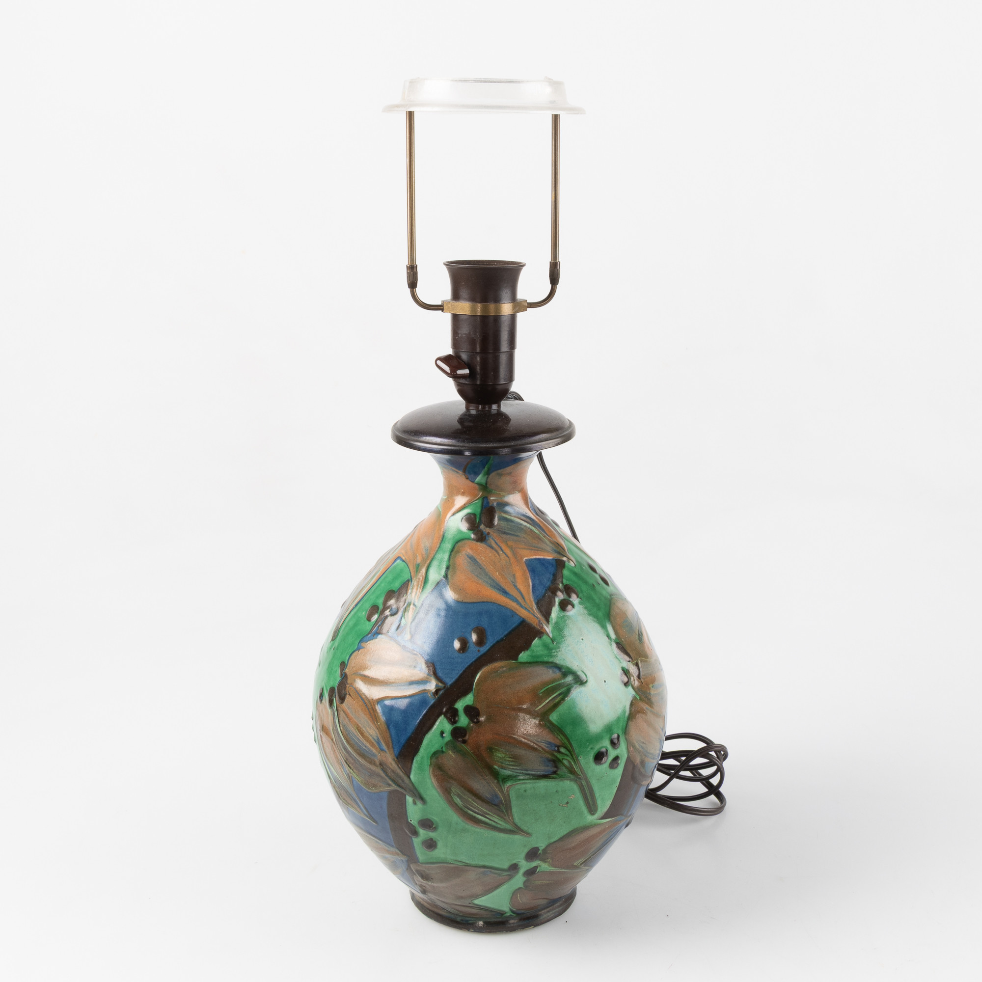 HERMAN KÄHLER. Bordslampa, glaserad stengods, Danmark, 1900-tal.