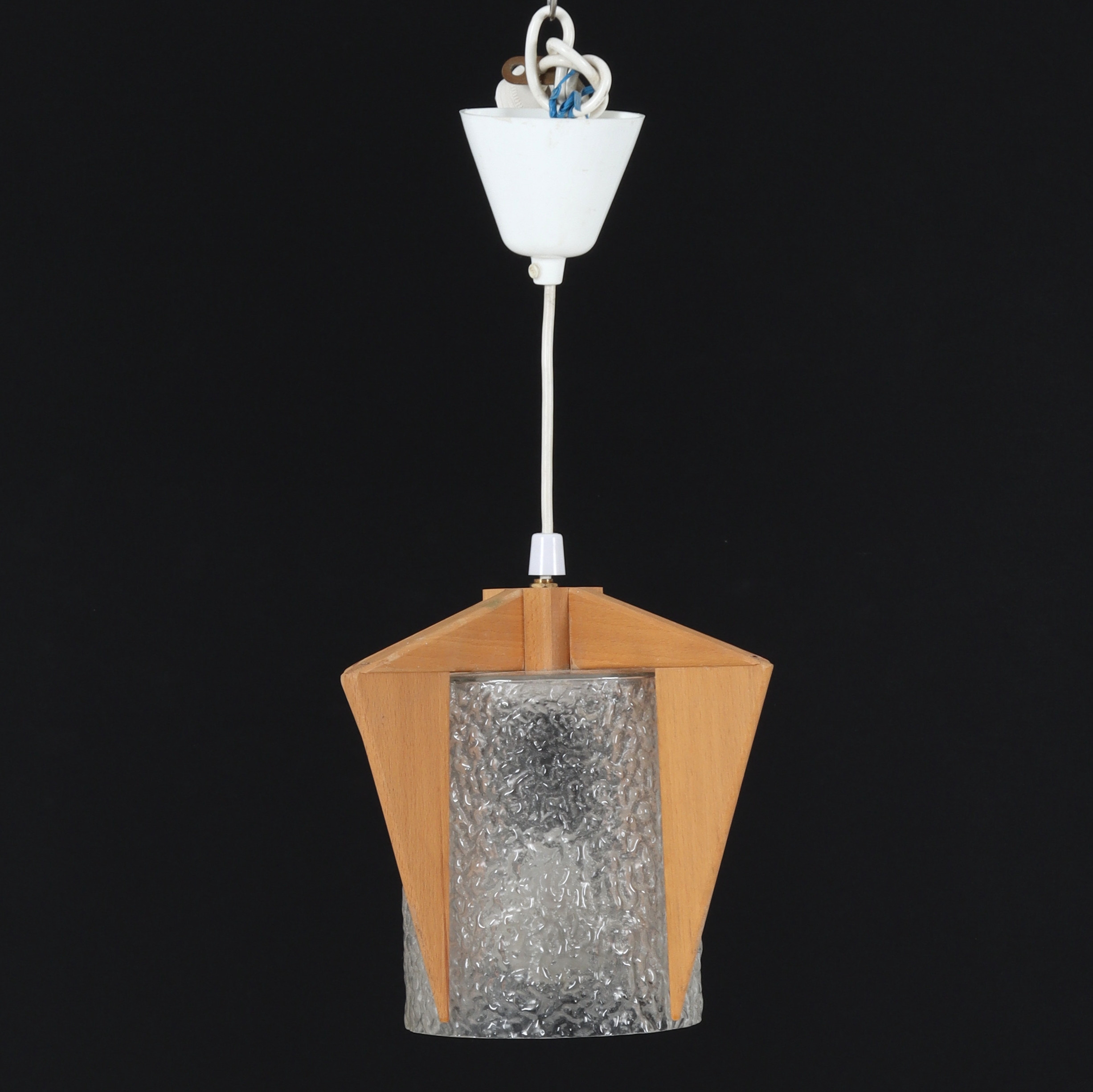 TAKLAMPA, trä, glas, Peter Leek, 1960/70-tal.