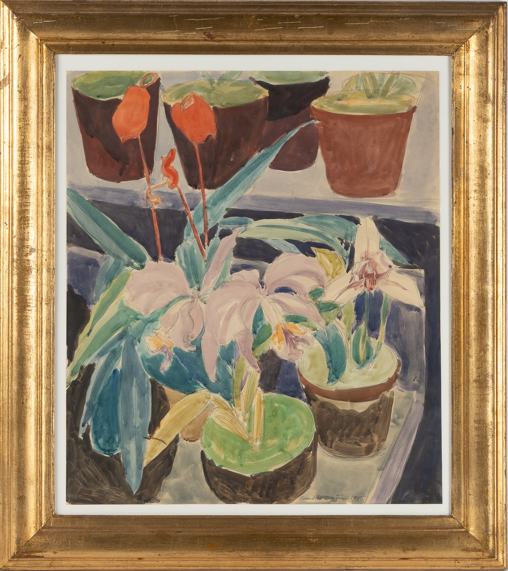SVEND ALBRECTSEN (1896-1988). Stilleben, akvarell, daterad 1945.