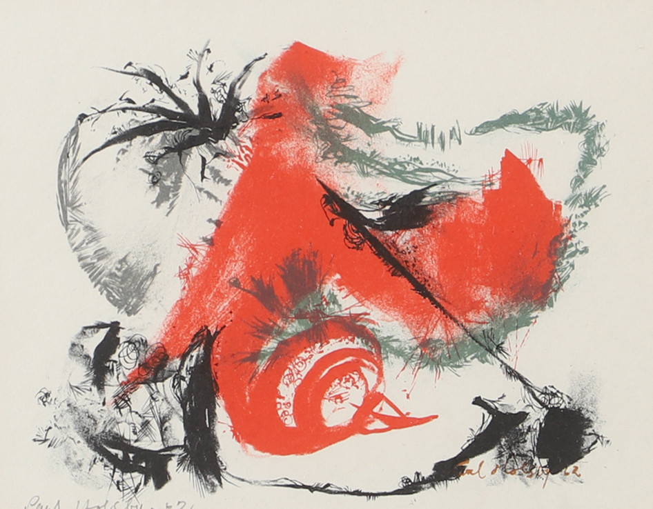 PAUL HOLSBY. Komposition, signerat tryck.