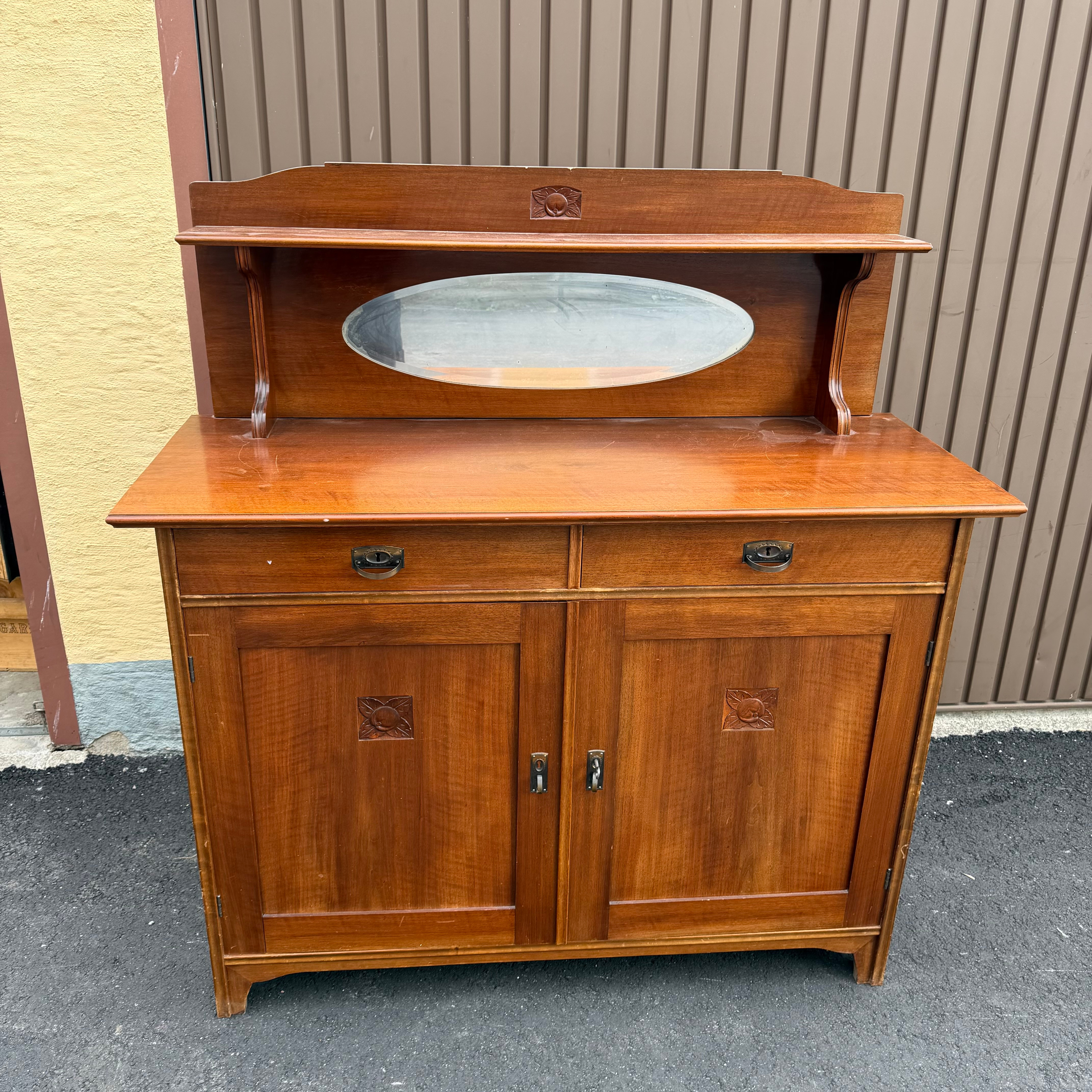 SIDEBOARD med spegel, jugend, tidigt 1900-tal.