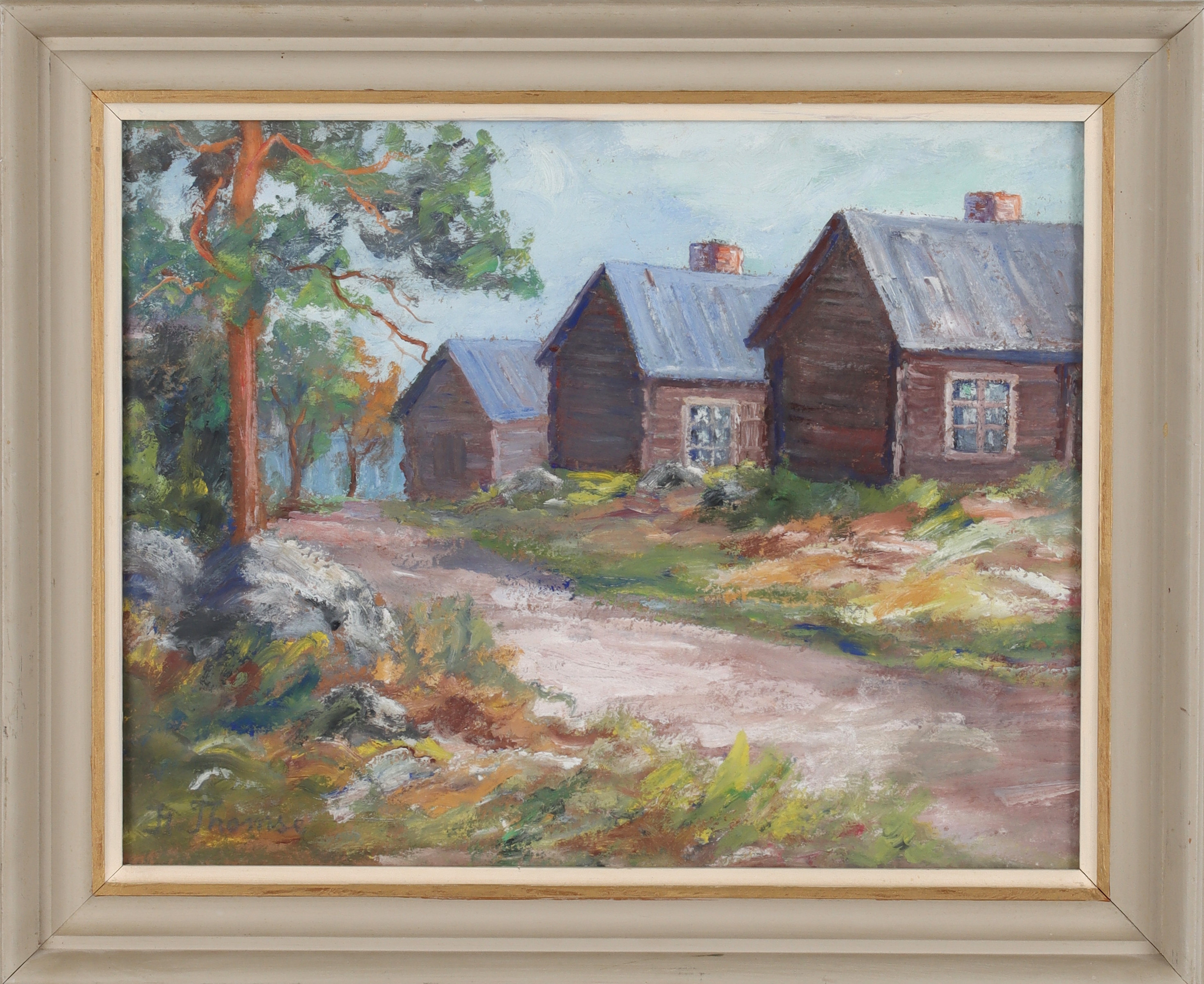 HARRY THOMSE. Stugor, gouache, signerad.