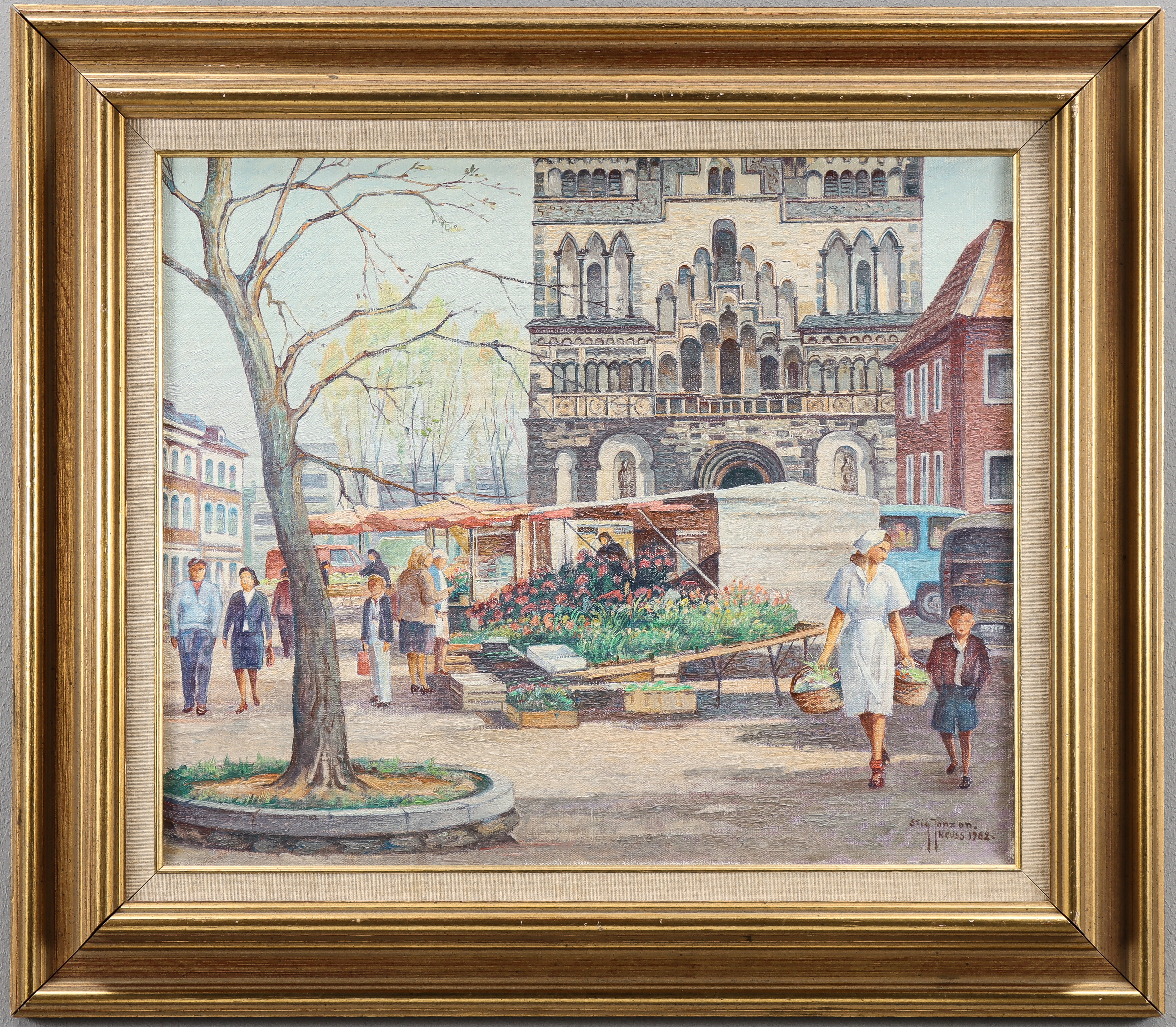STIG JONZON. "Markt platz Neuss" 1982.