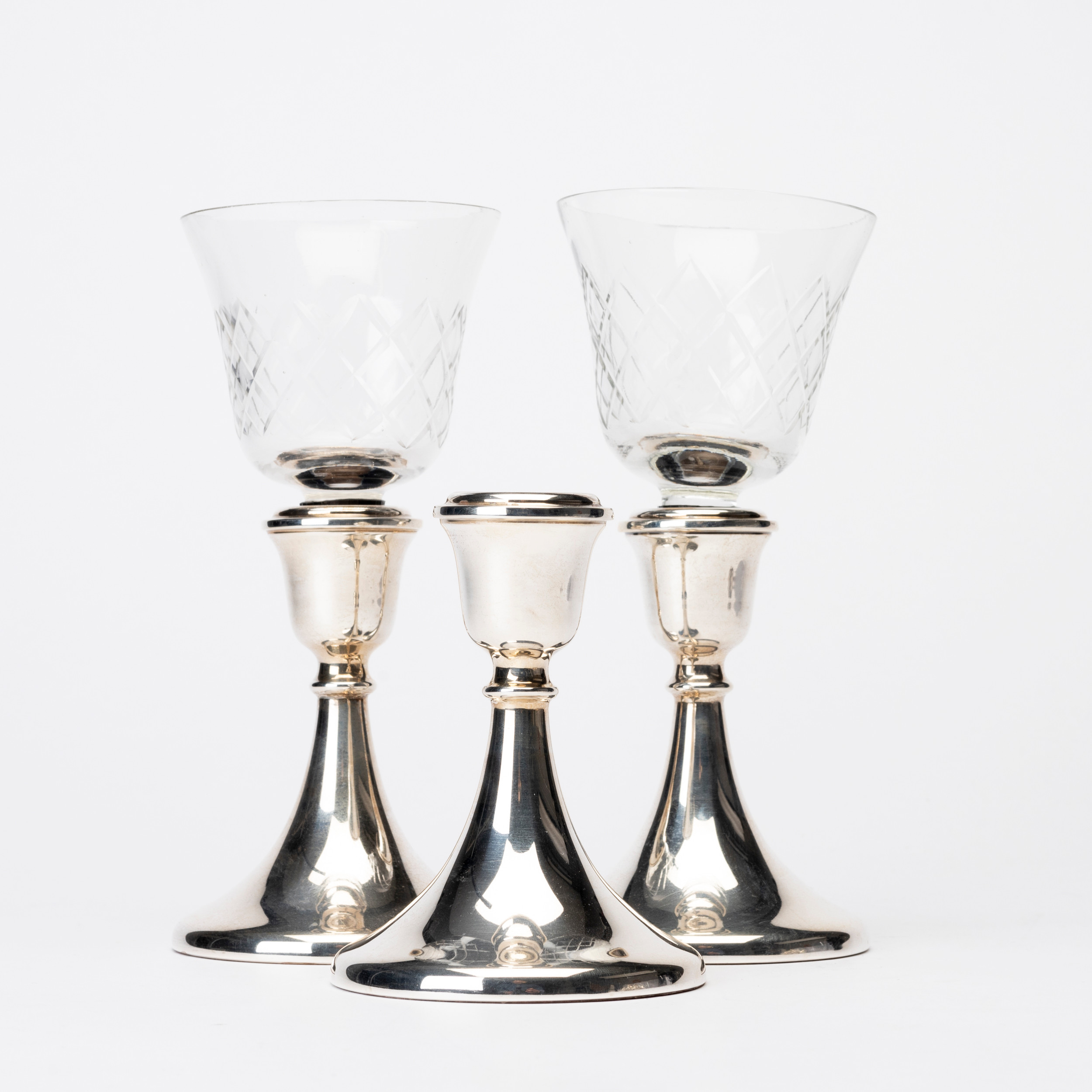 LJUSSTAKAR 3 st, sterlingsilver, svensk import, 1900-tal.