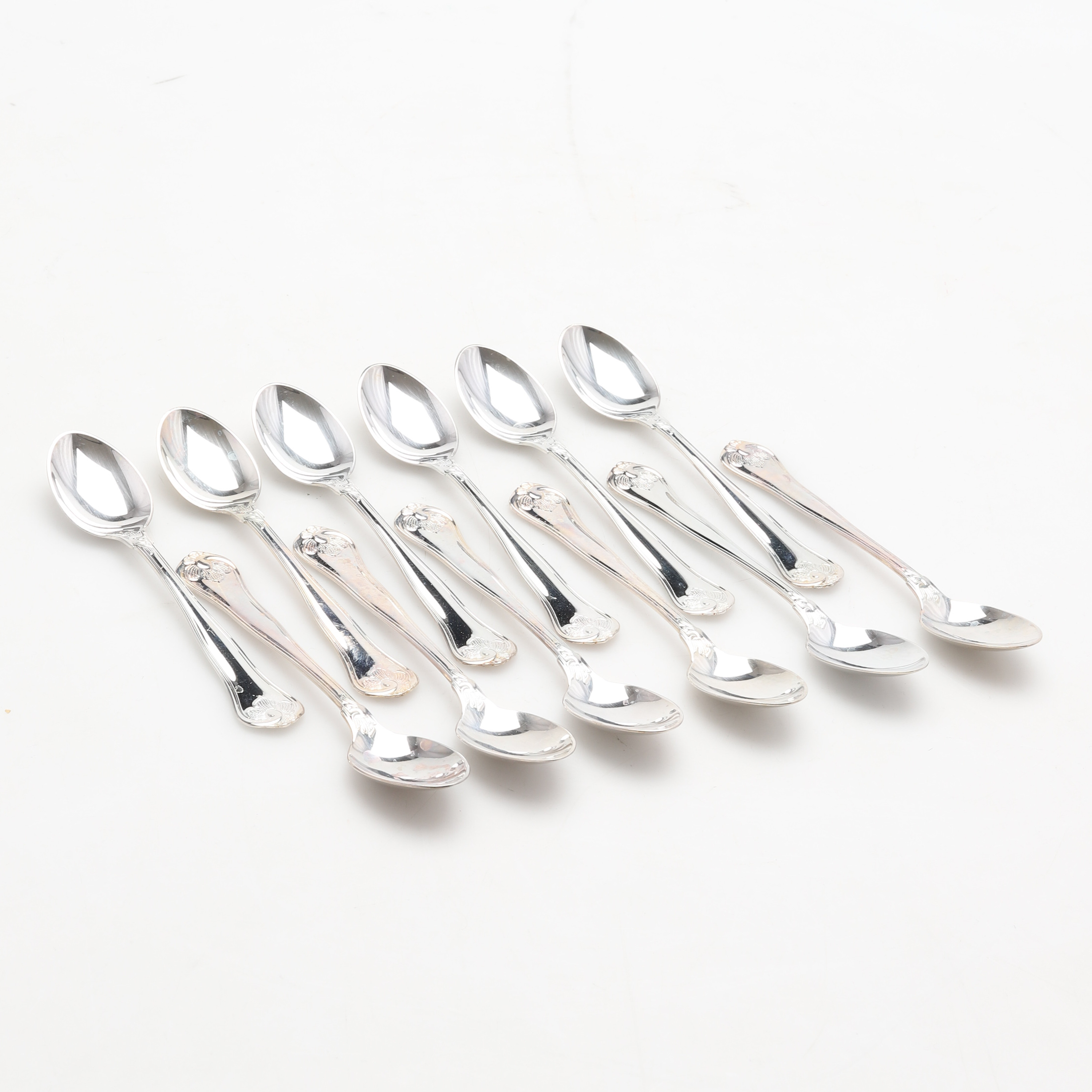 KAFFESKEDAR, silver, 12 st, MEMA/GAB, modell Sachsisk. Vikt ca.