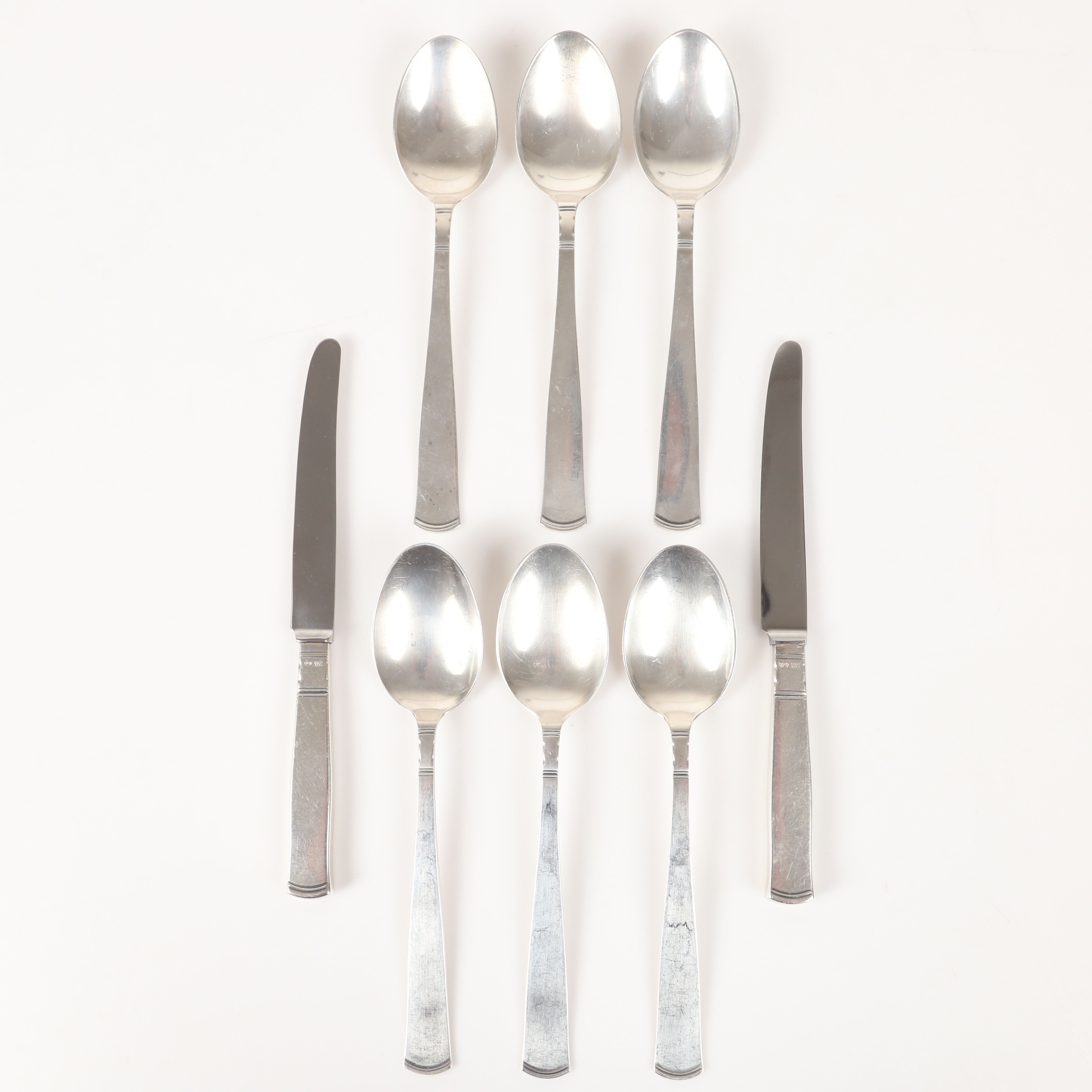 JACOB ÄNGMAN. Bestick, 8 stycken, "Rosenholm", silver.