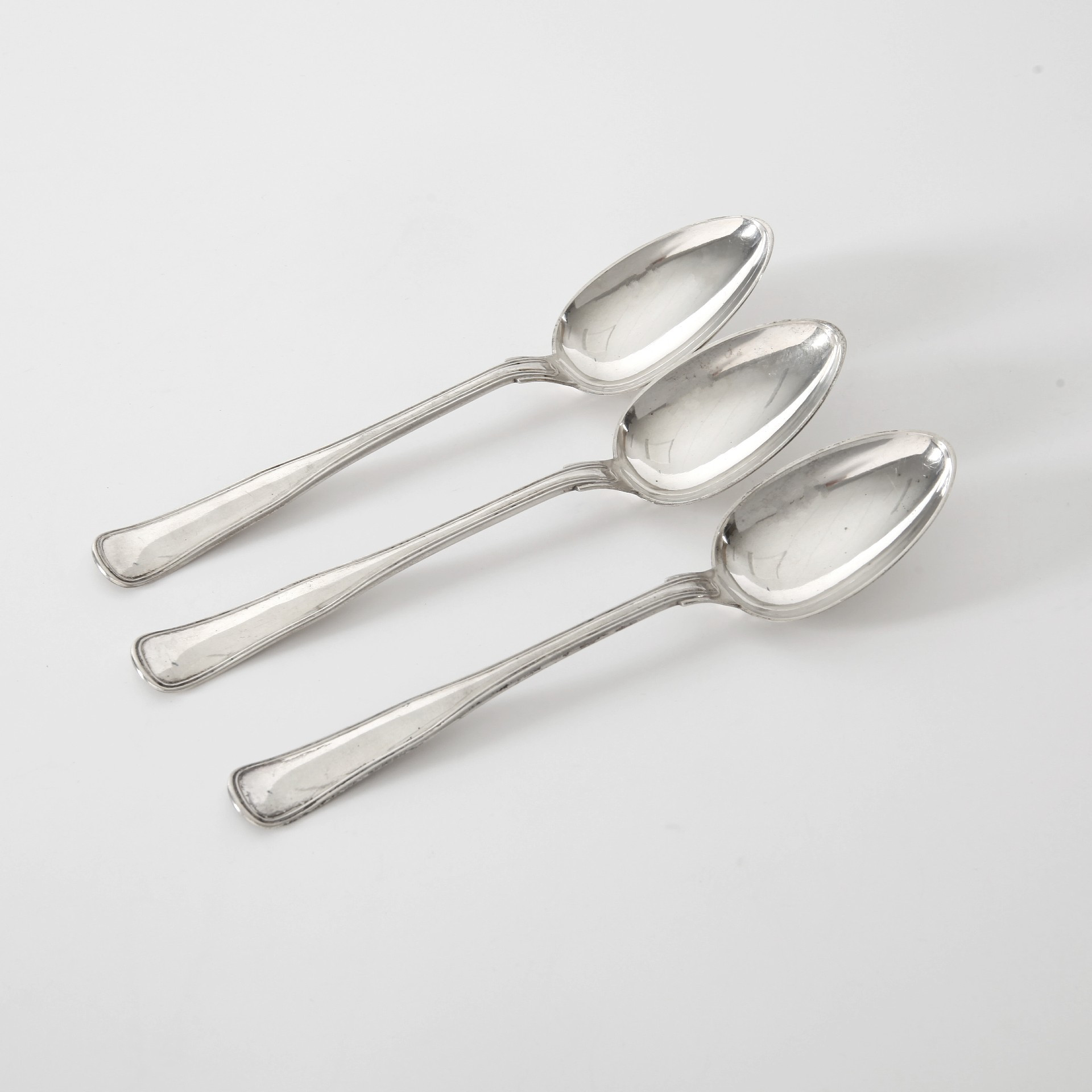 FERDINAND SCHLAGE. Silverskedar 1890, 3 st, Danmark.