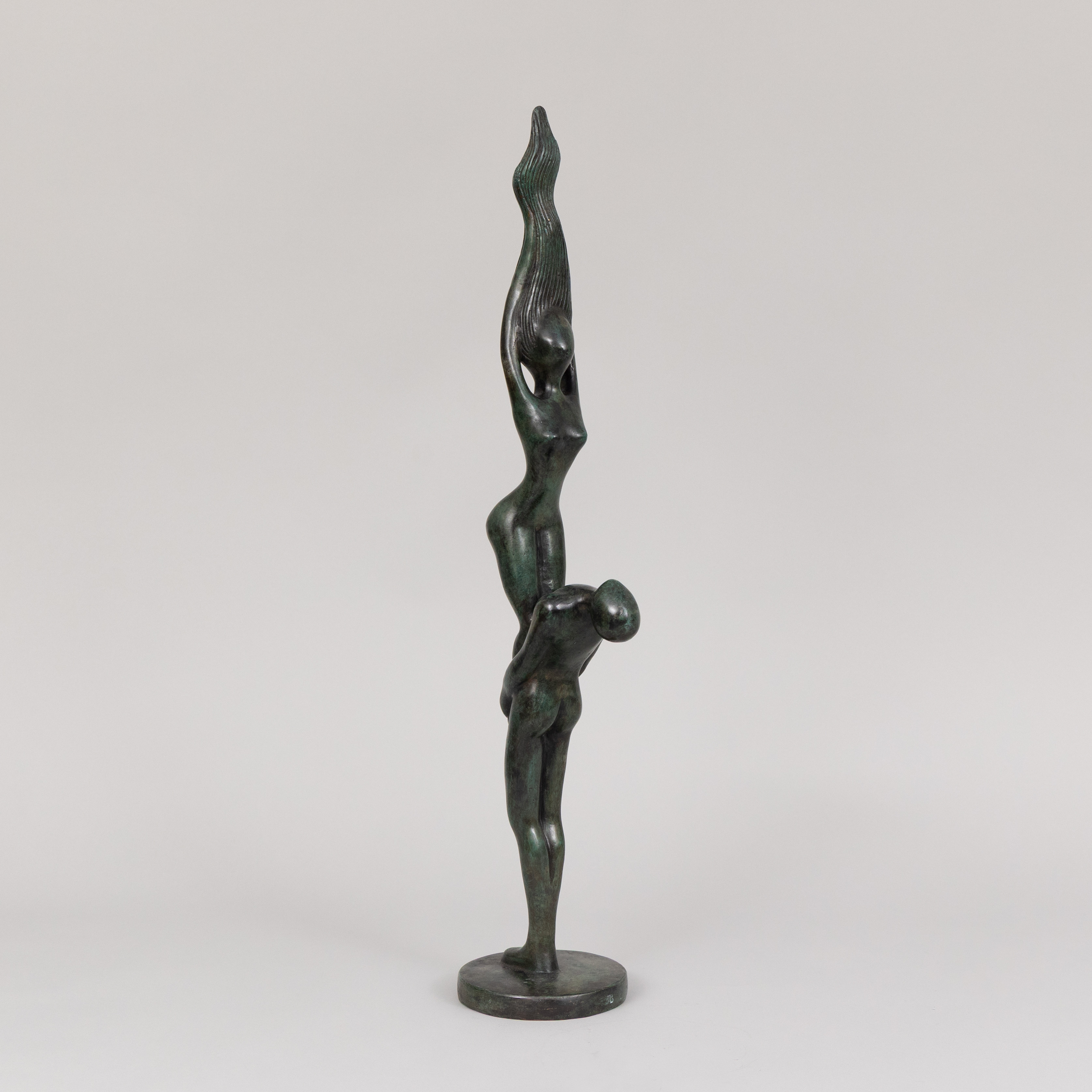 SKULPTUR, "Dirty Dancing", grönpatinerad brons, stämplad Art People Gallery Sweden, stämplad A P G.