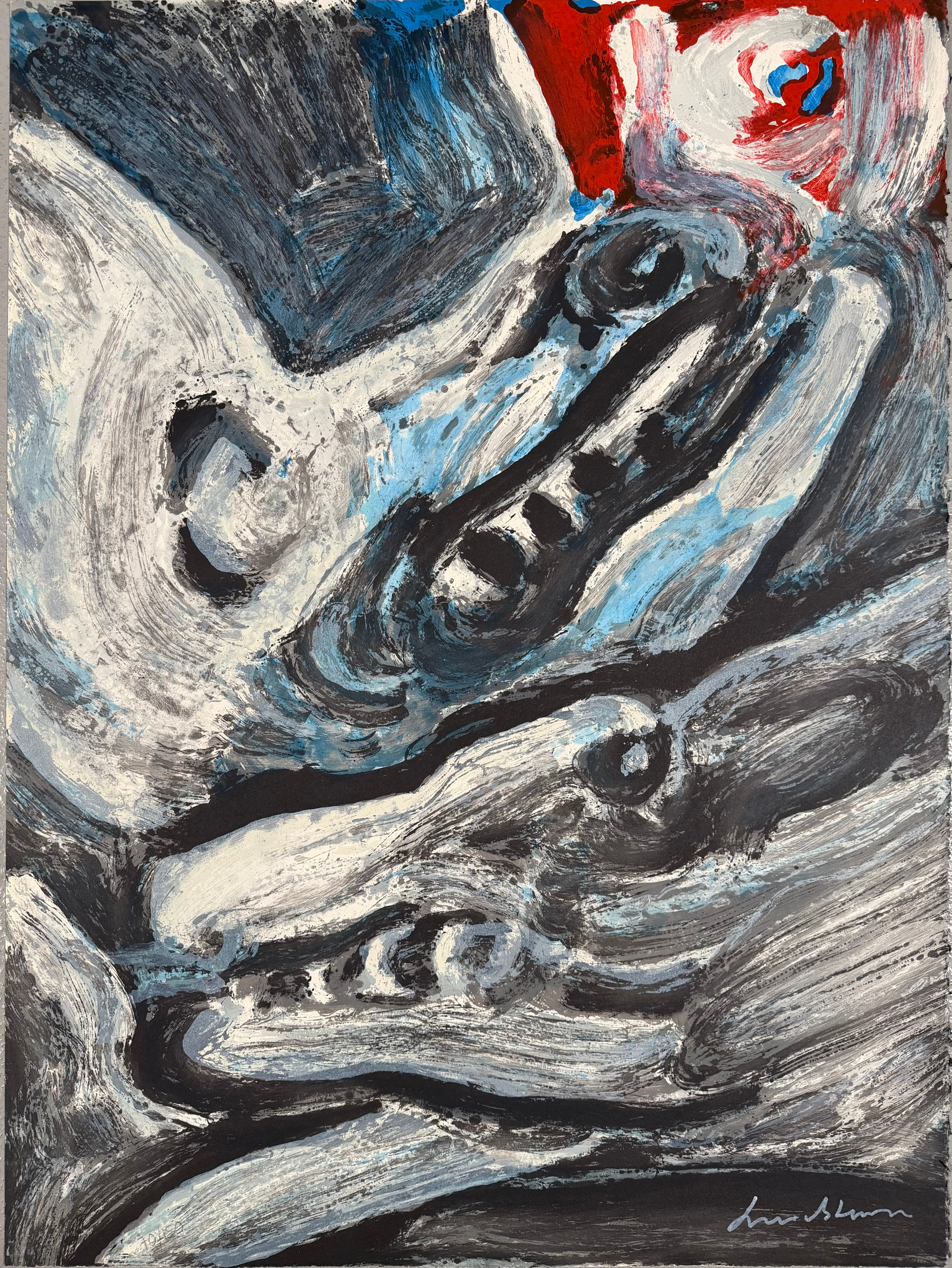 BENGT LINDSTRÖM. figurkomposition, färglitografi med carborundum, signerad och numrerad Lindström 70/150.