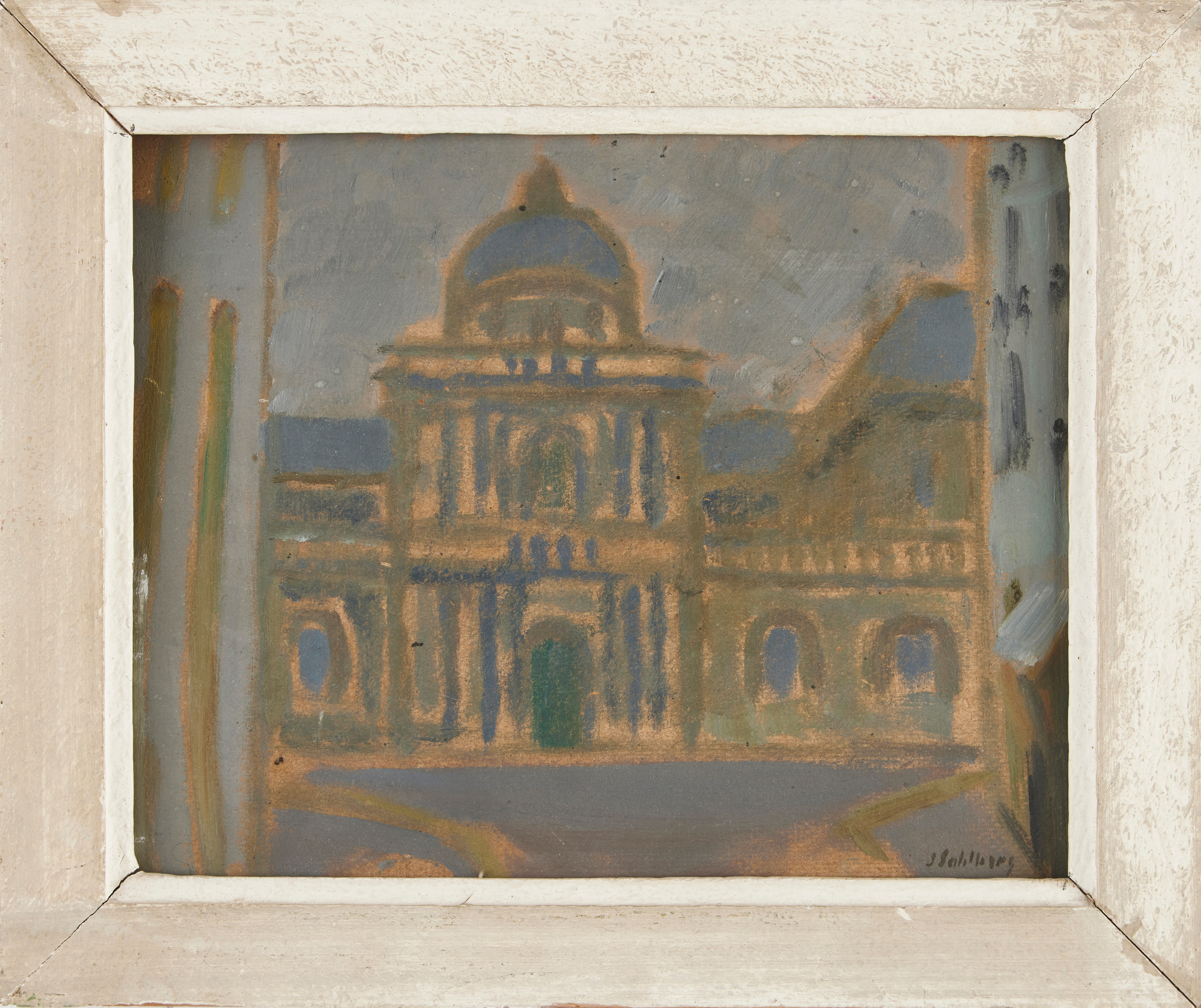 SVEN SAHLBERG. (1909-2008) "Palais du Luxembourg", oljemålning på pannå, signerad.