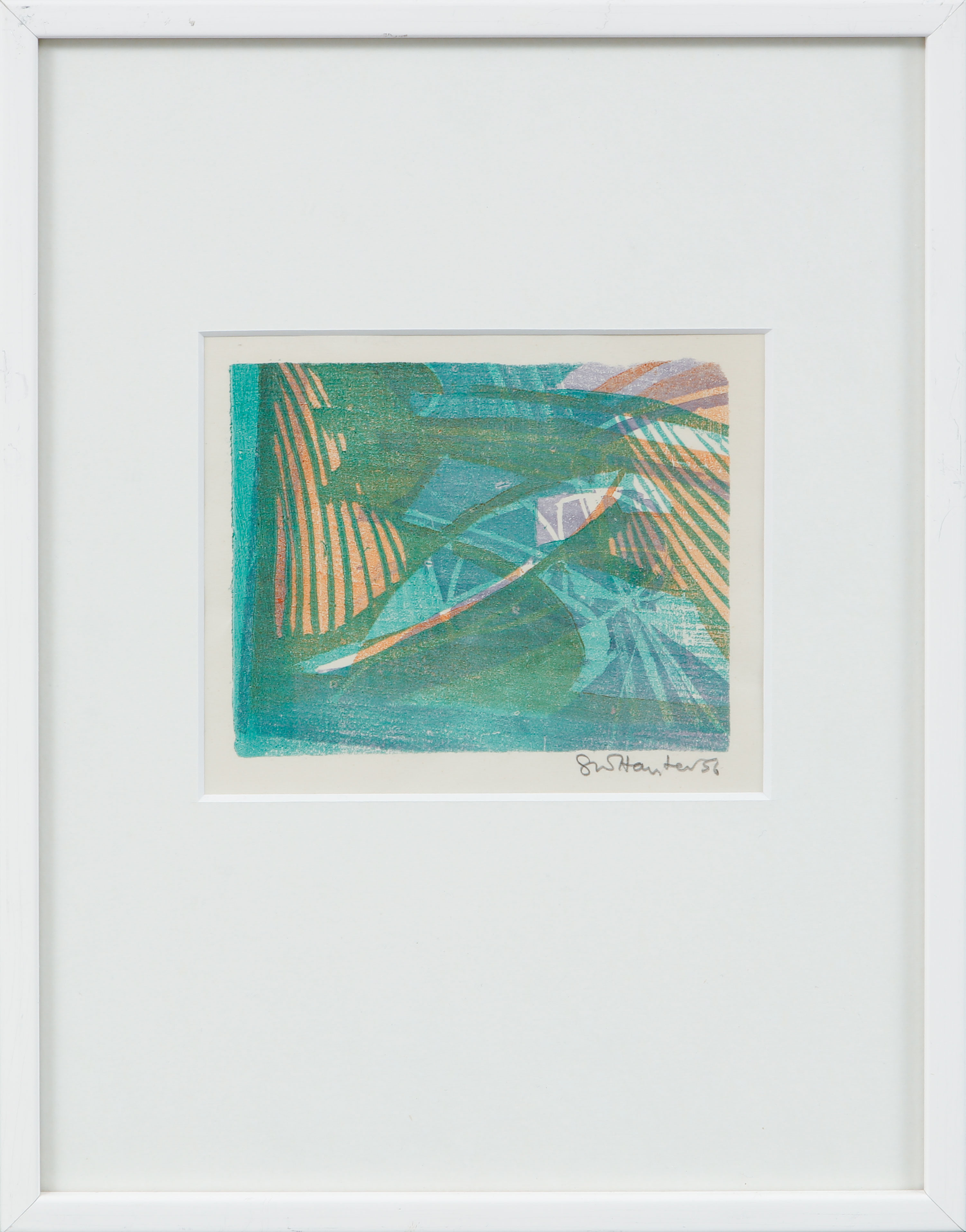 STANLEY WILLIAM HAYTER. Komposition, linoleumsnitt, signerad och daterad 56.