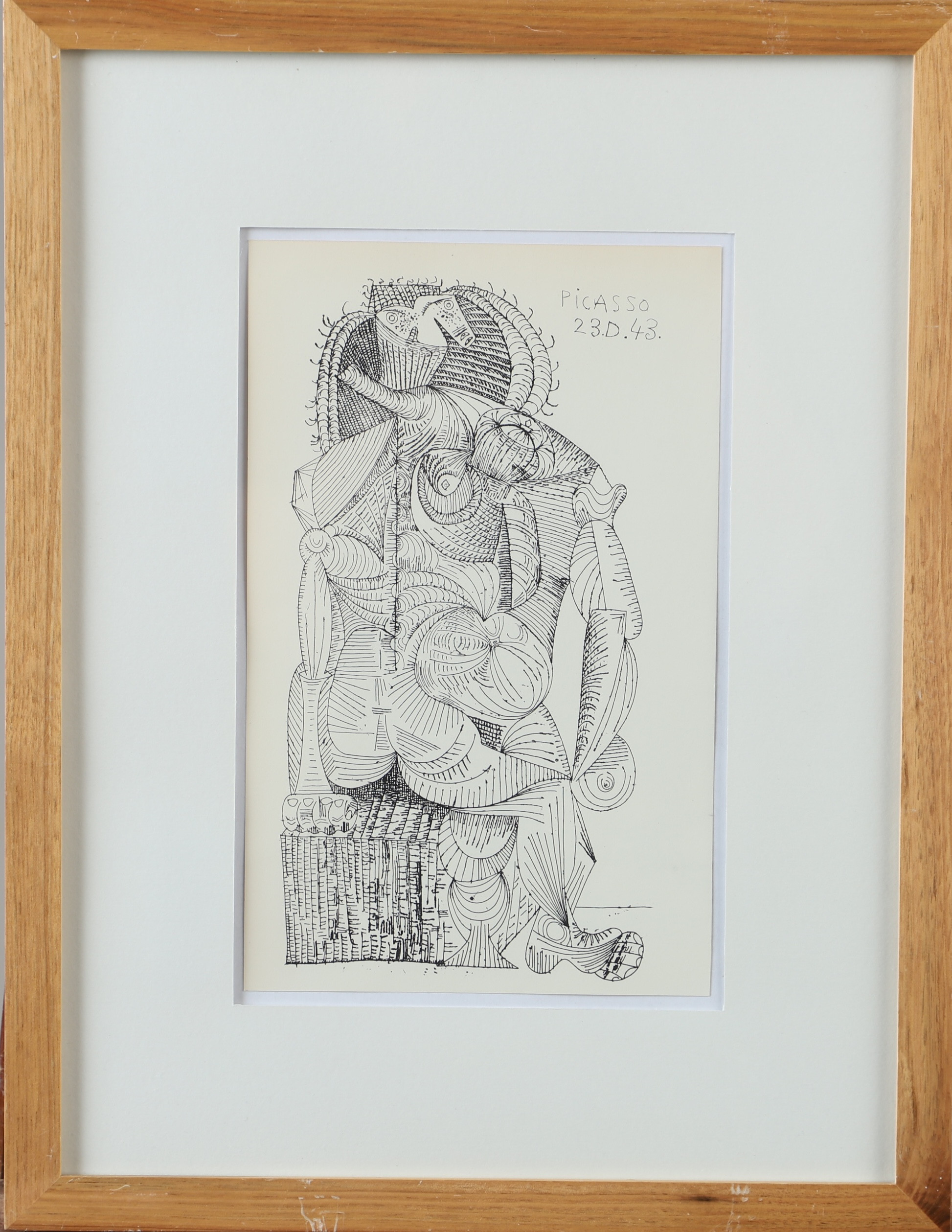 PABLO PICASSO. EFTER. Contrée, 1943. Tryck, signerad i trycket.