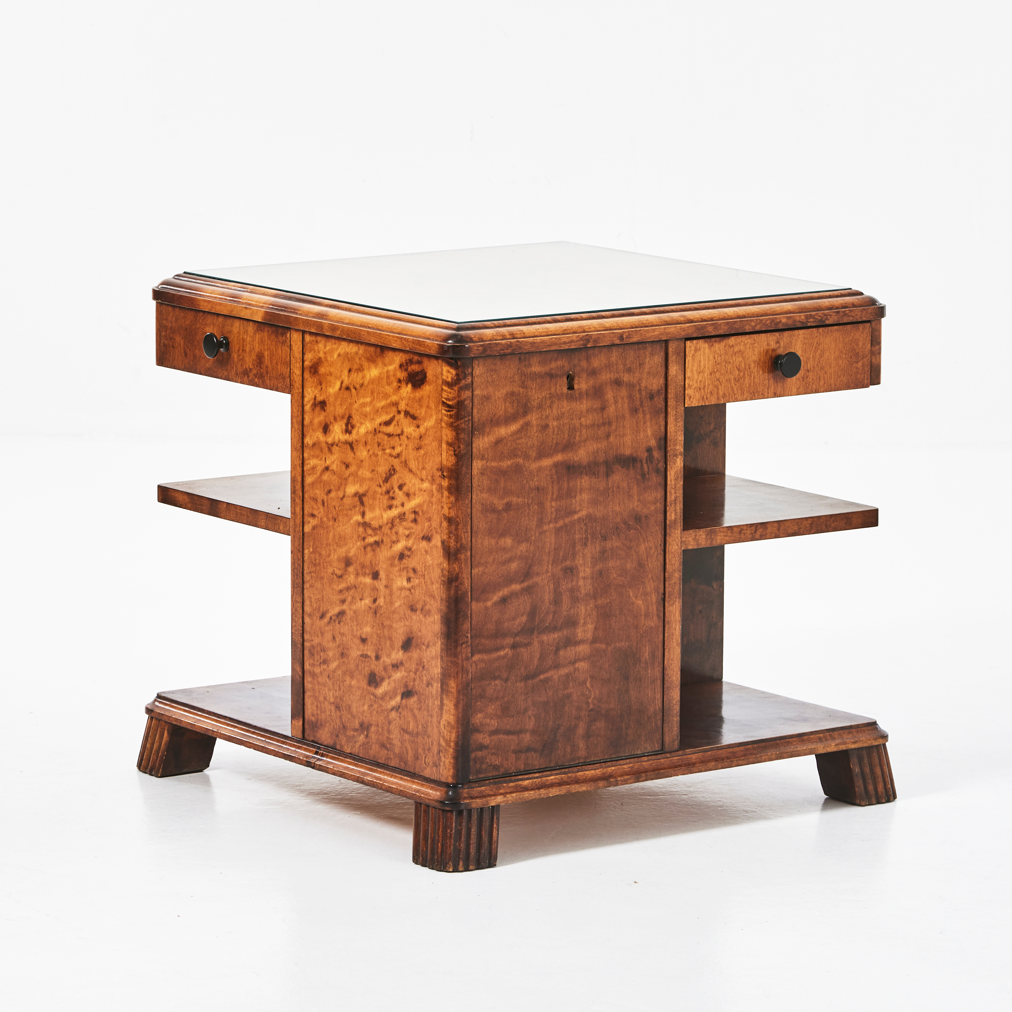 BARSKÅP / SOFFBORD, 1930/40-tal, art deco, björk med intarsia.