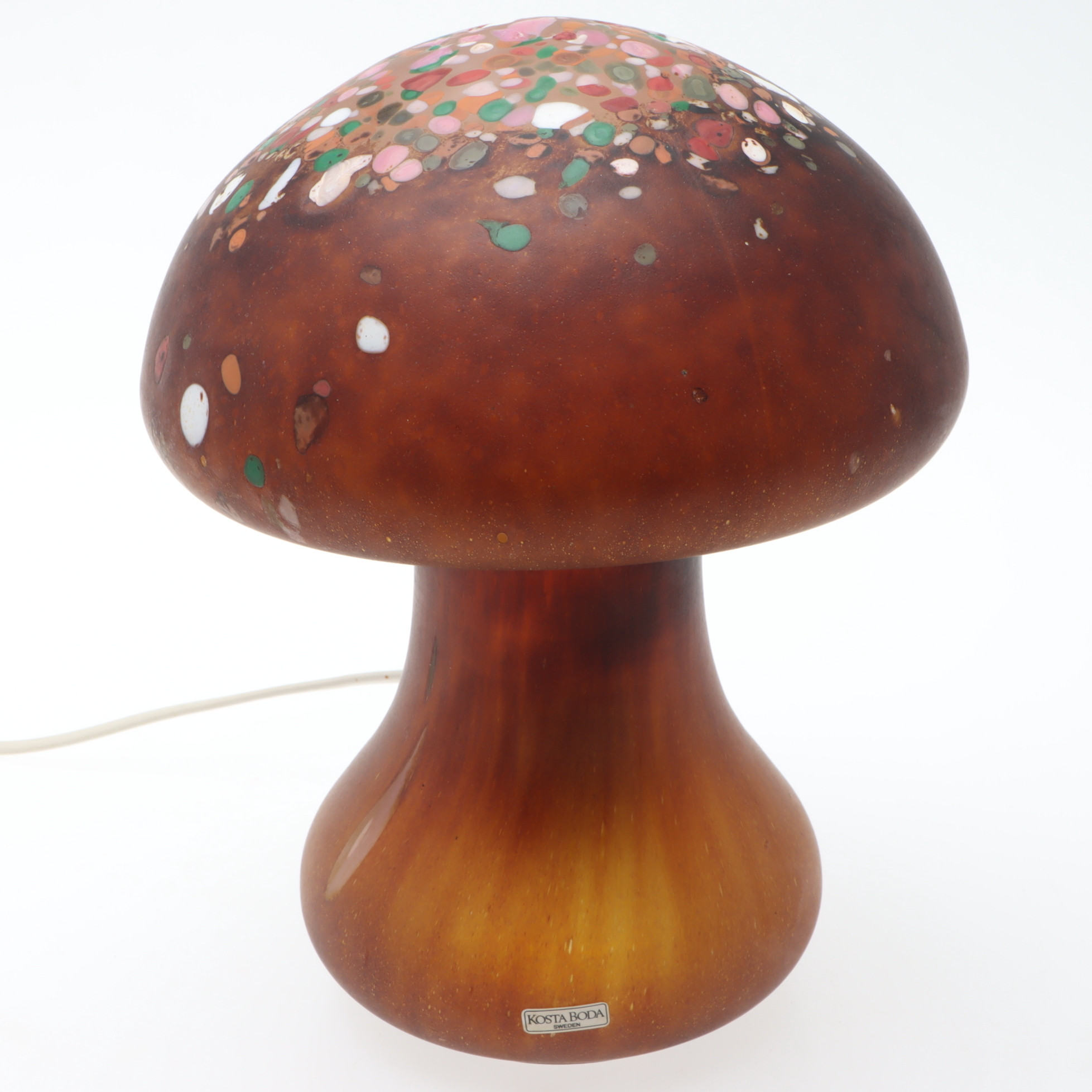 MONICA BACKSTRÖM. Svamplampa, "Brown Penny Bun", konstglas, osignerad, Kosta Boda.
