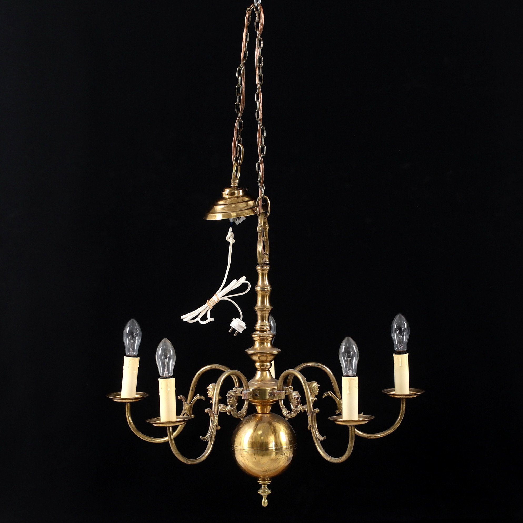 LJUSKRONA, barockstil, gulmetall, 1900-tal.