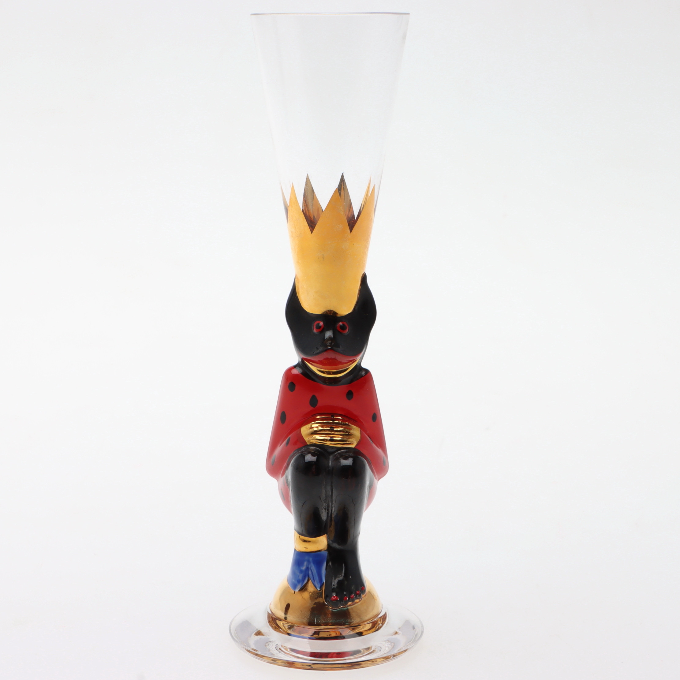 GUNNAR CYRÉN. Snapsglas, "Djävulsglas", röd ur Nobelservisen, signerad, Orrefors, 1997.