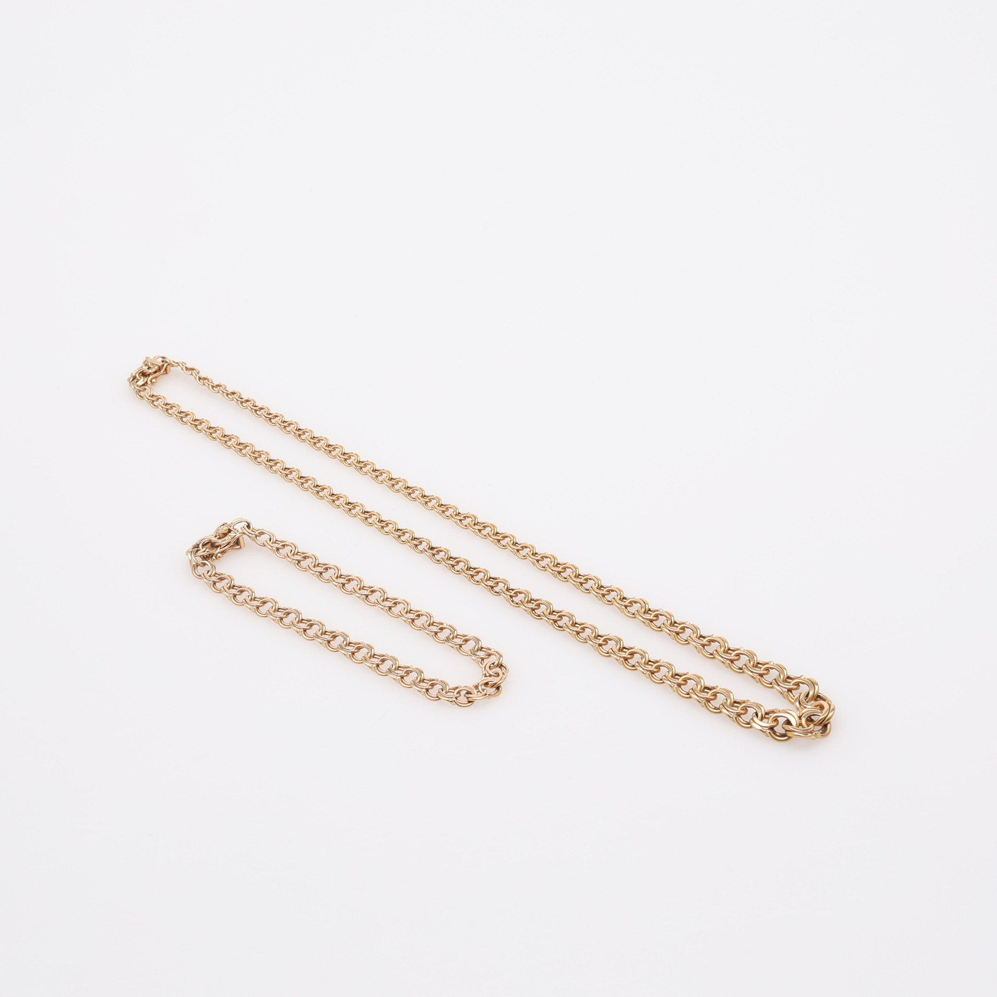 ARMBAND SAMT COLLIER, BISMARCKLÄNKAR, 18K GULD, TOTAL VIKT 30,2 GRAM.