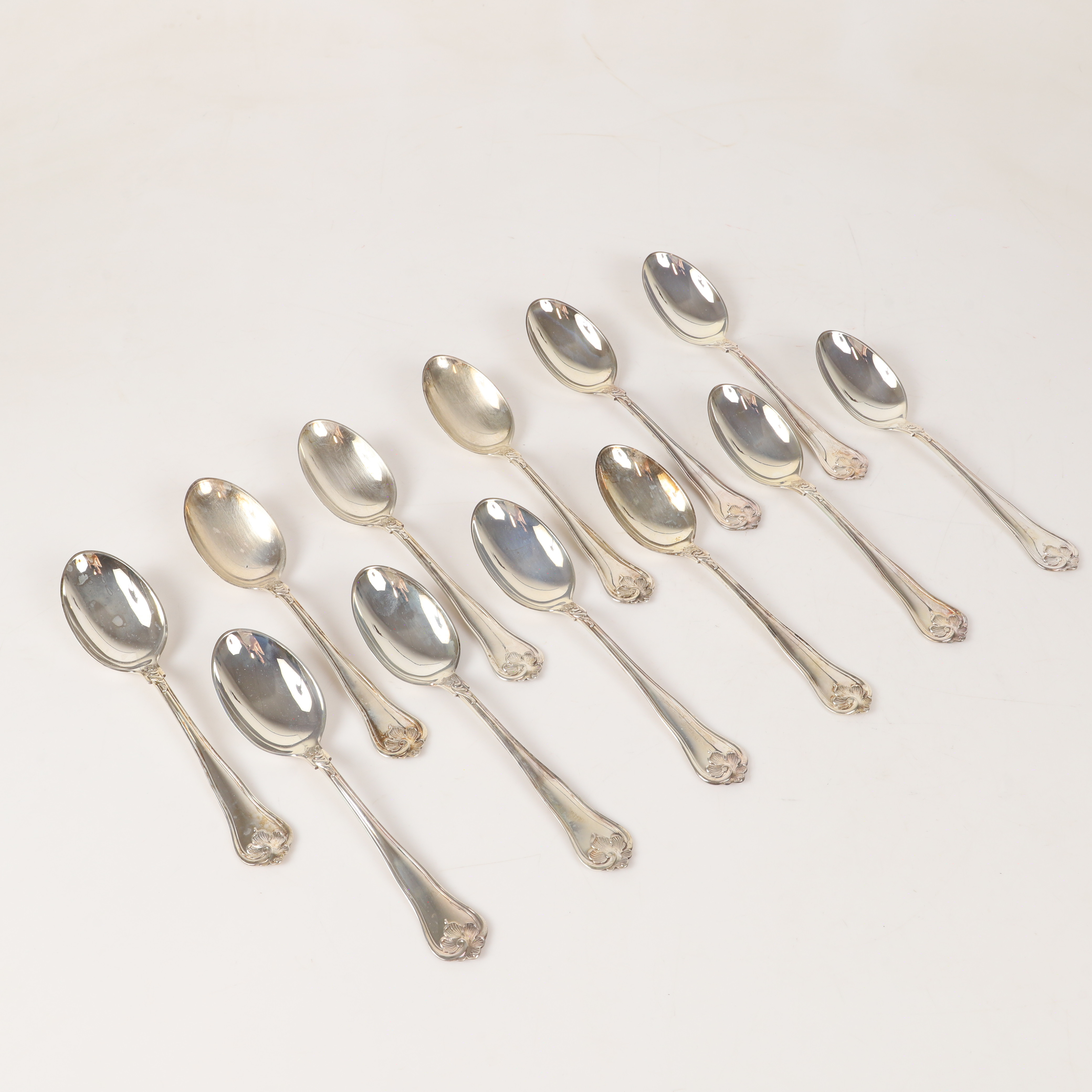 MATSKEDAR, 12 stycken, "Sachsisk", silver, Carl Hoff, Helsingborg.