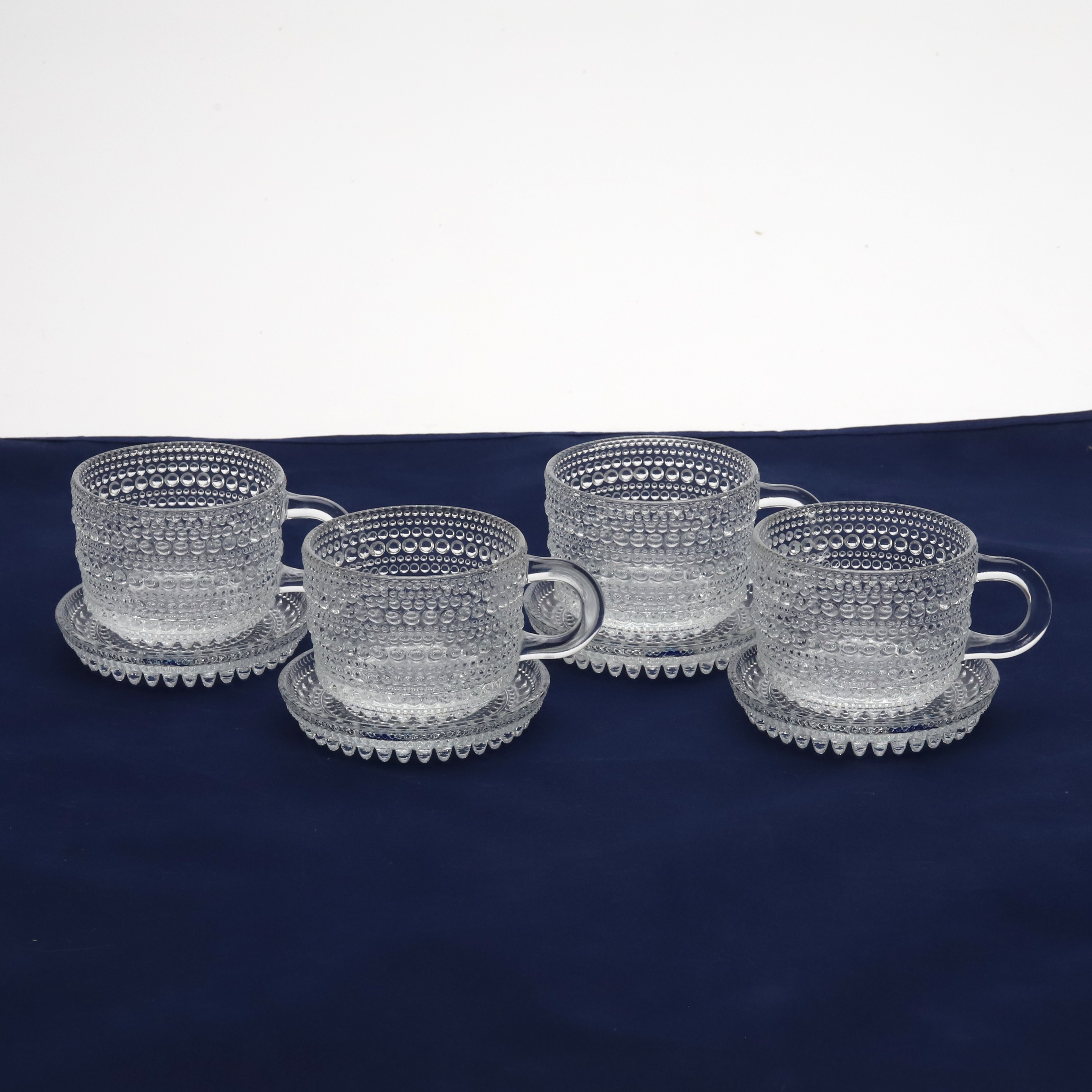 OIVA TOIKKA. SERVISDELAR. 8 delar, Glas, "Kastehelmi", Nuutajärvi, 1900-talets andra hälft.