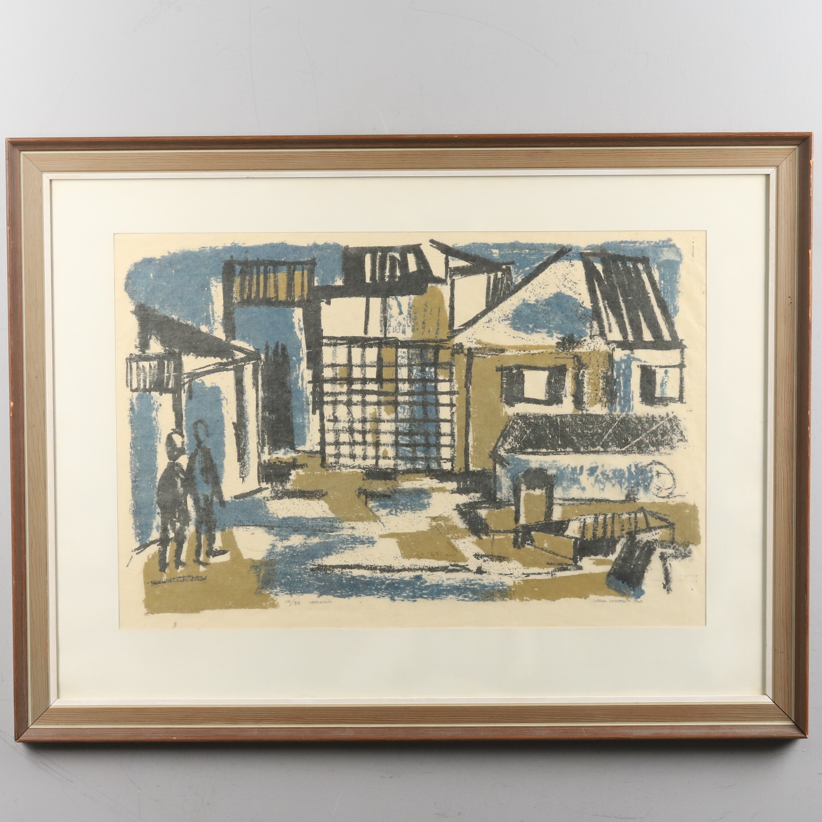 GÖRAN DANIELSON. Färgseriegrafi, "Stadsmotiv", signerad och daterad 1960.