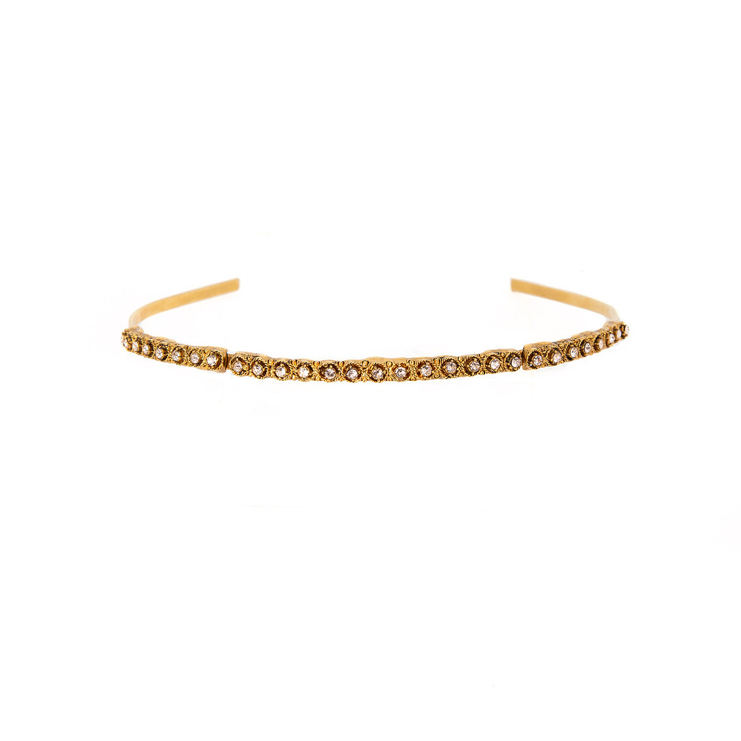 OSCAR DE LA RENTA. Tiara, gulmetall samt strass.