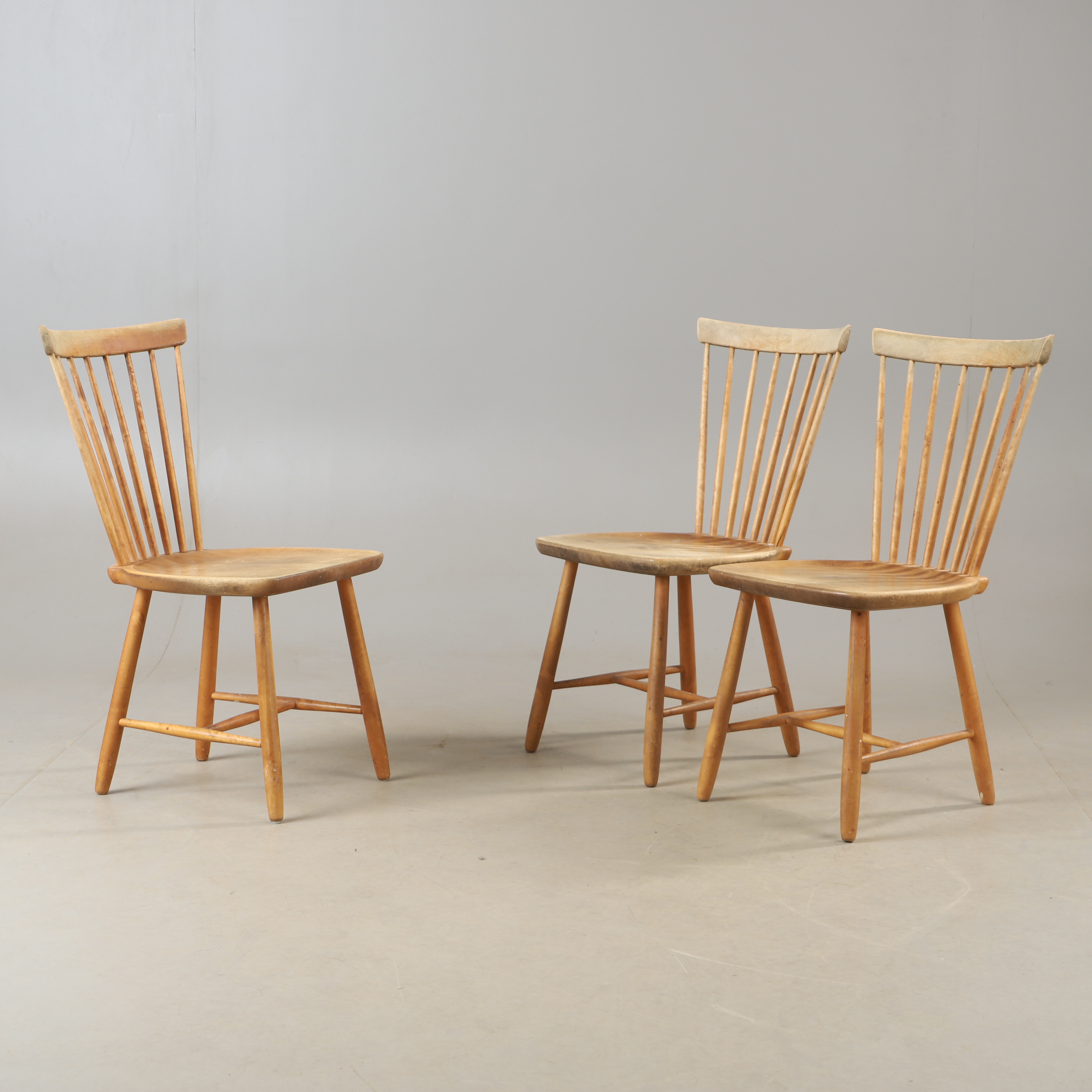 CARL MALMSTEN. Stolar, 3 stycken, "Lilla Åland", björk, 1900-tal.